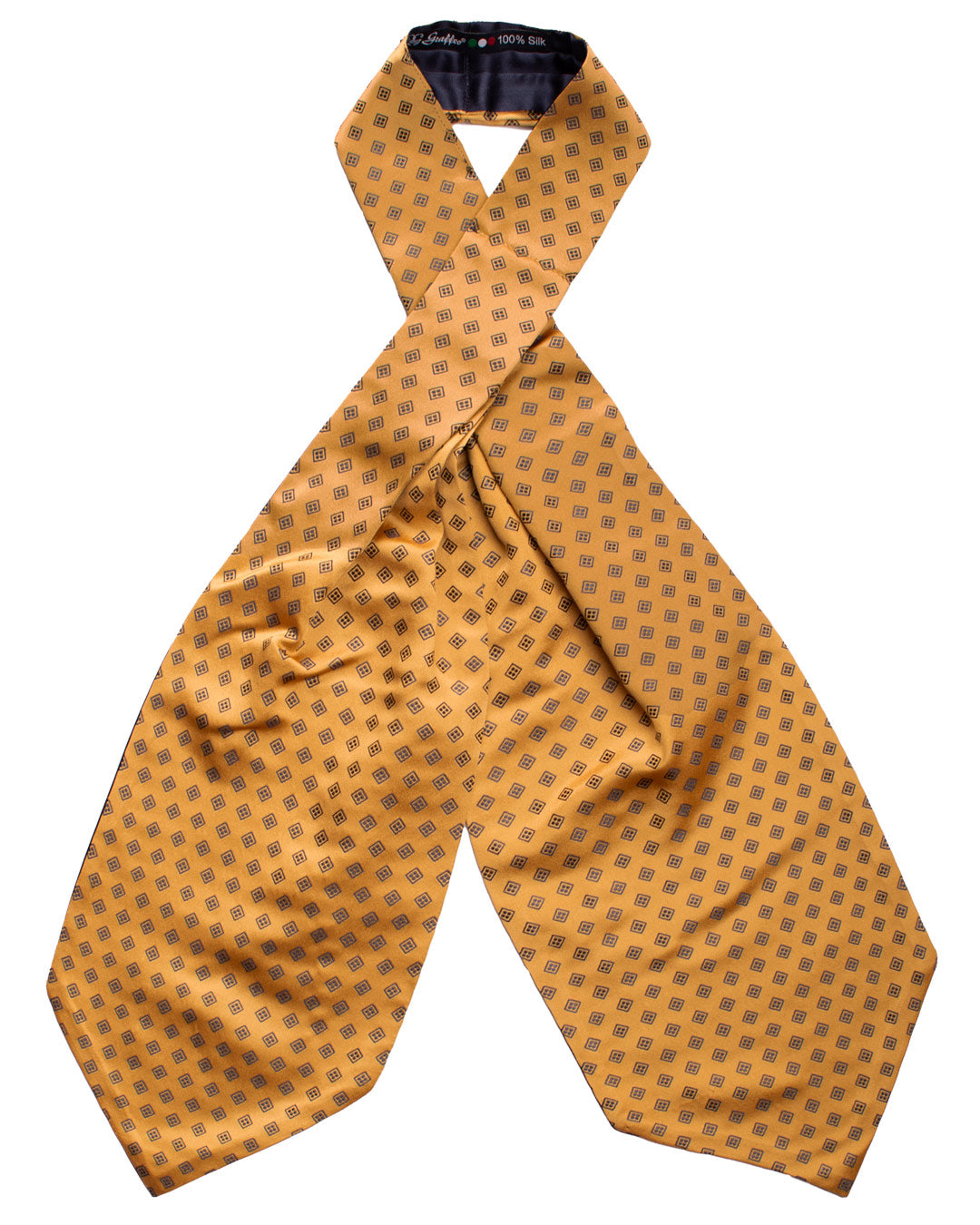 Ascot di Seta Giallo Fantasia Blu AS96 Fronte