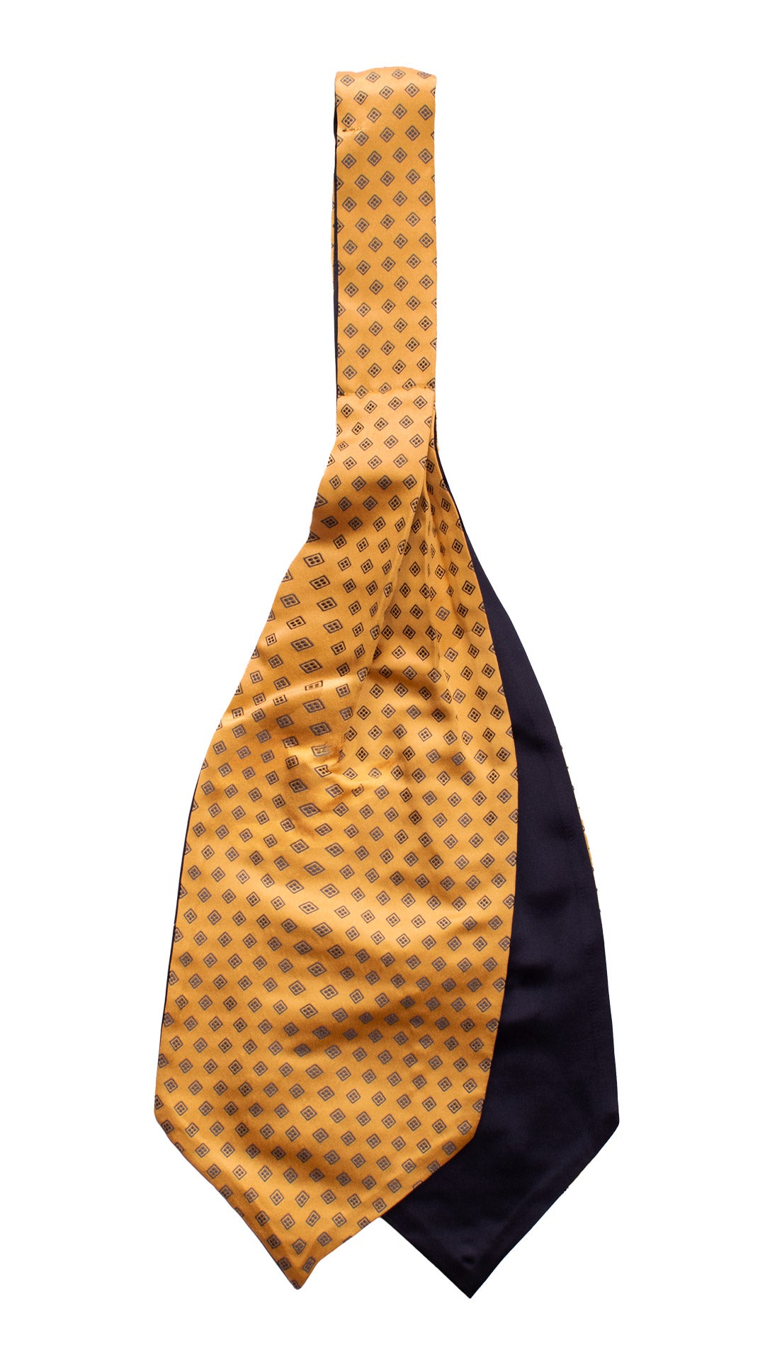 Ascot di Seta Giallo Fantasia Blu AS96 Retro