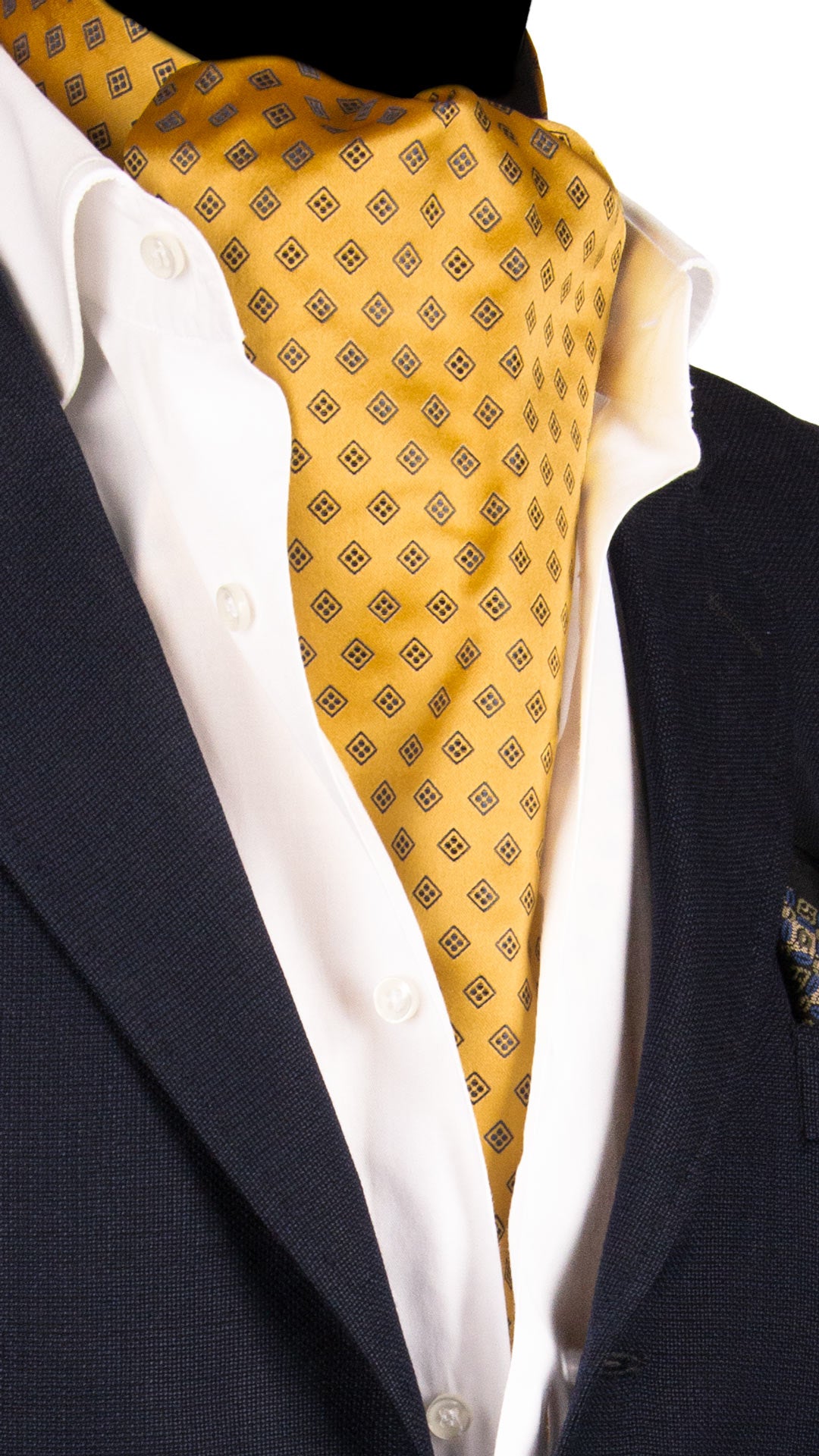 Ascot di Seta Giallo Fantasia Blu AS96