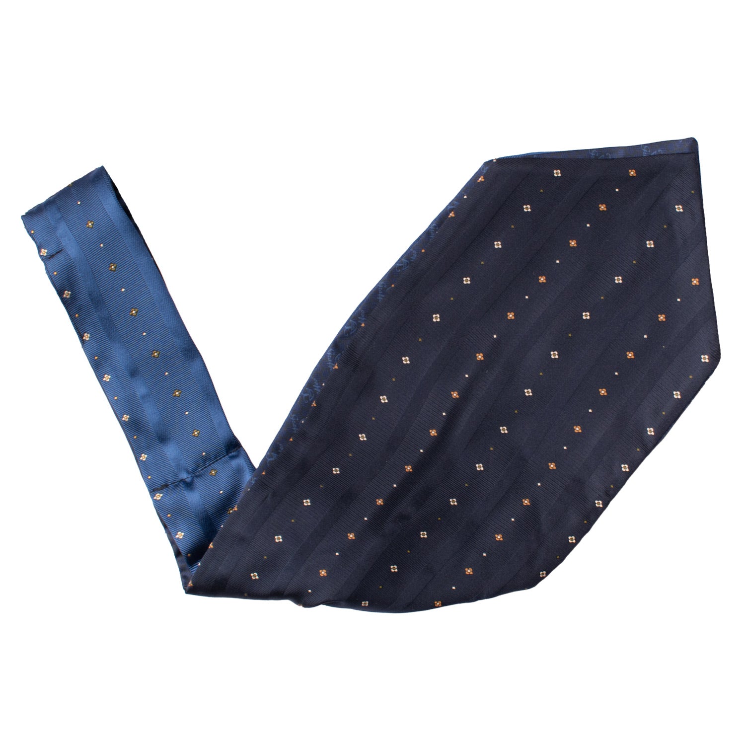 Ascot di Seta Tinto in Filo Double Blu Cobalto Blu Fantasia Multicolor AS203 Graffeo Cravatte Made in Italy V