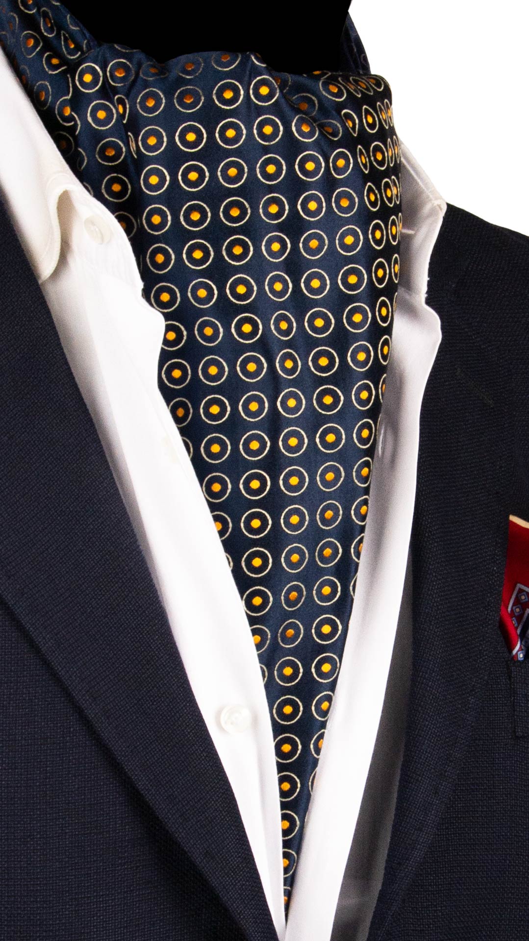 Ascot di Seta Tinto in Filo Double Blu Fantasia Arancione Lilla AS200 Graffeo Cravatte Made in Italy