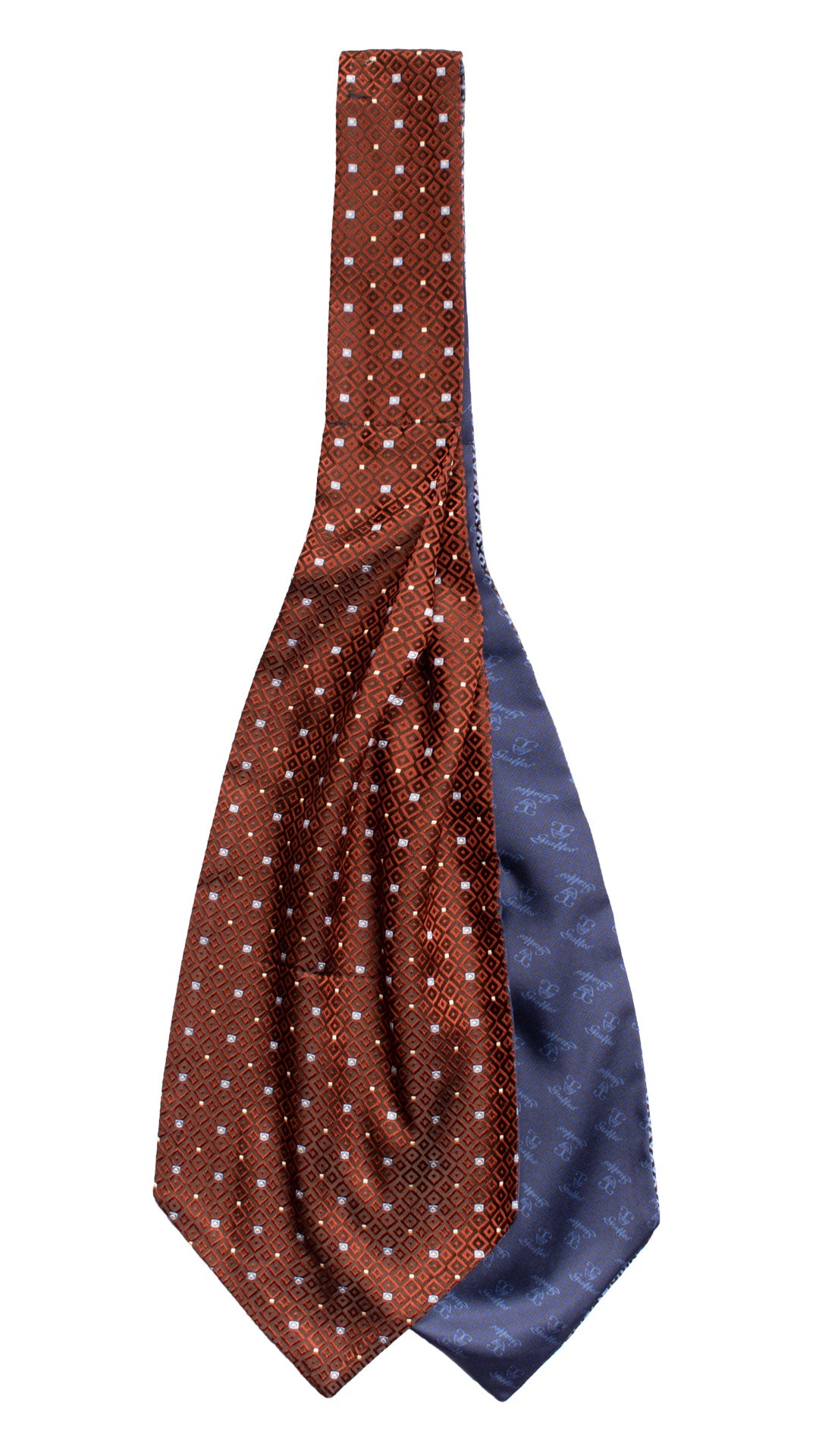 Ascot di Seta Tinto in Filo Double Celeste Marrone Fantasia Multicolor AS209 Graffeo Cravatte Made in Italy Retro