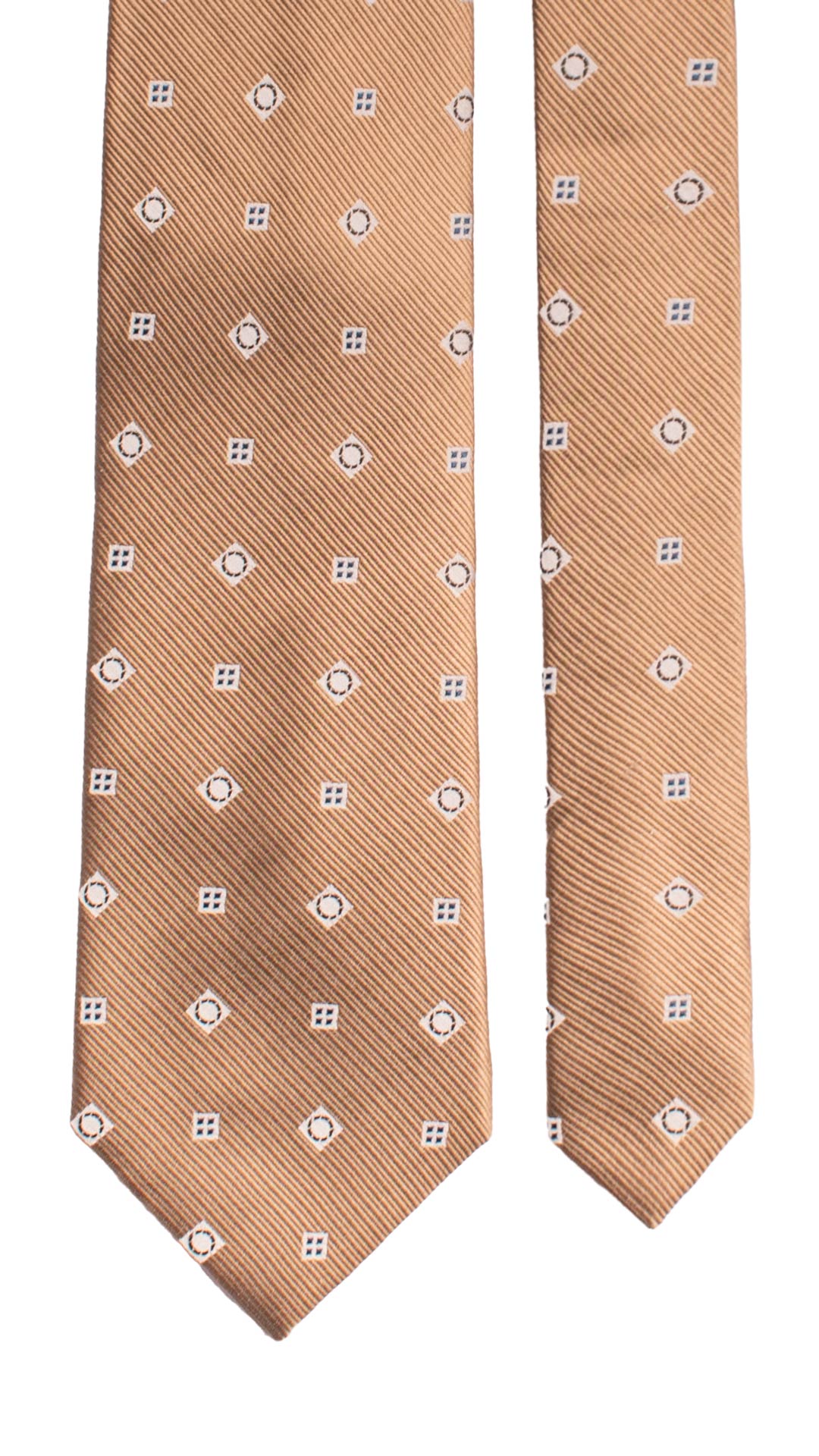 Cravatta Beige Fantasia Bianca Marrone Celeste Made in Italy Graffeo Cravatte Pala