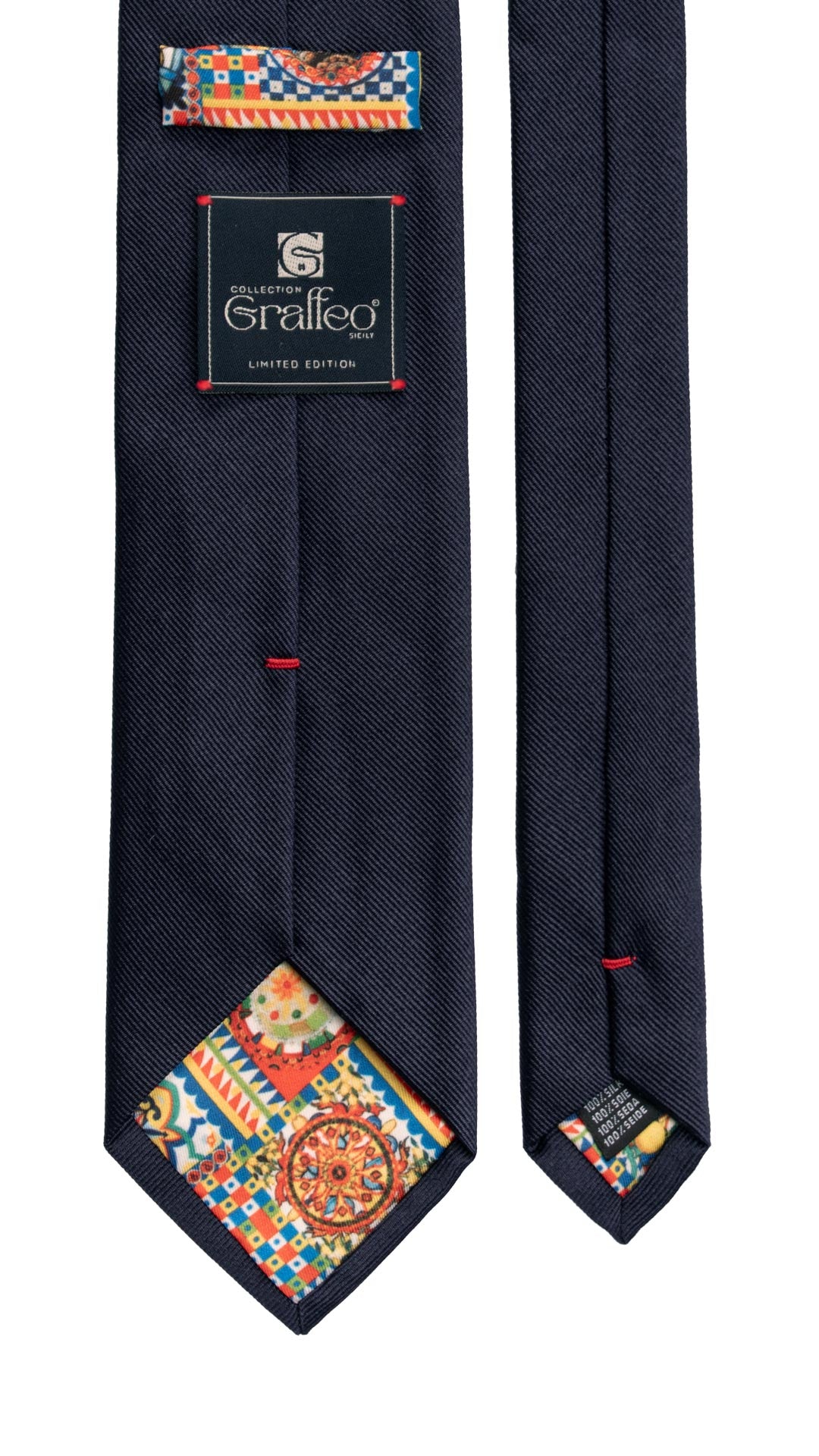 Cravatta Blu Con Bandiera Tricolore Italiana Made in Italy Graffeo Cravatte Pala