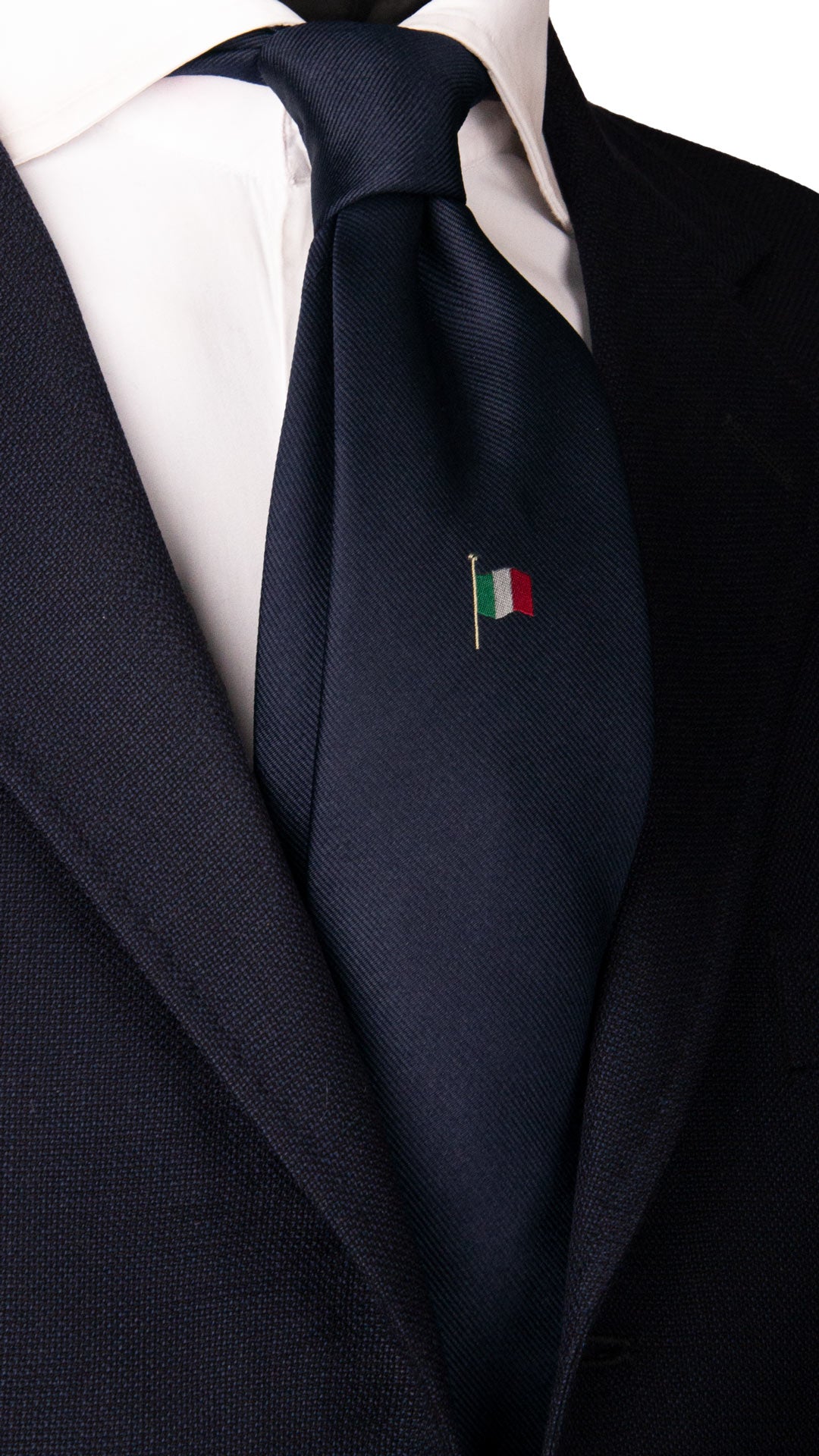 Cravatta Blu Con Bandiera Tricolore Italiana Made in Italy Graffeo Cravatte