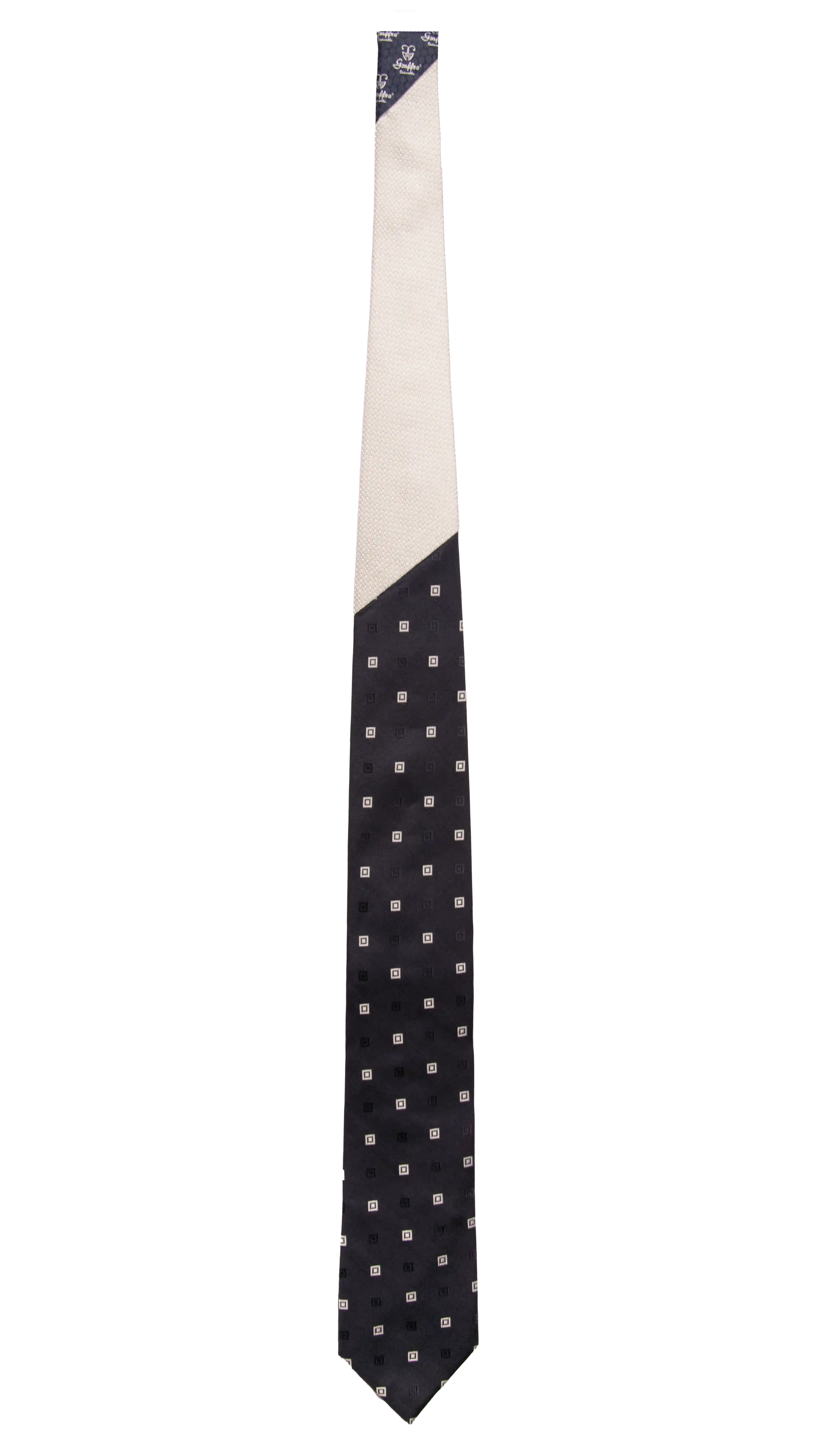 Cravatta Cerimonia Blu Fantasia Grigia Argento Nodo in Contrasto Grigio Argento Made in italy Graffeo Cravatte Intera