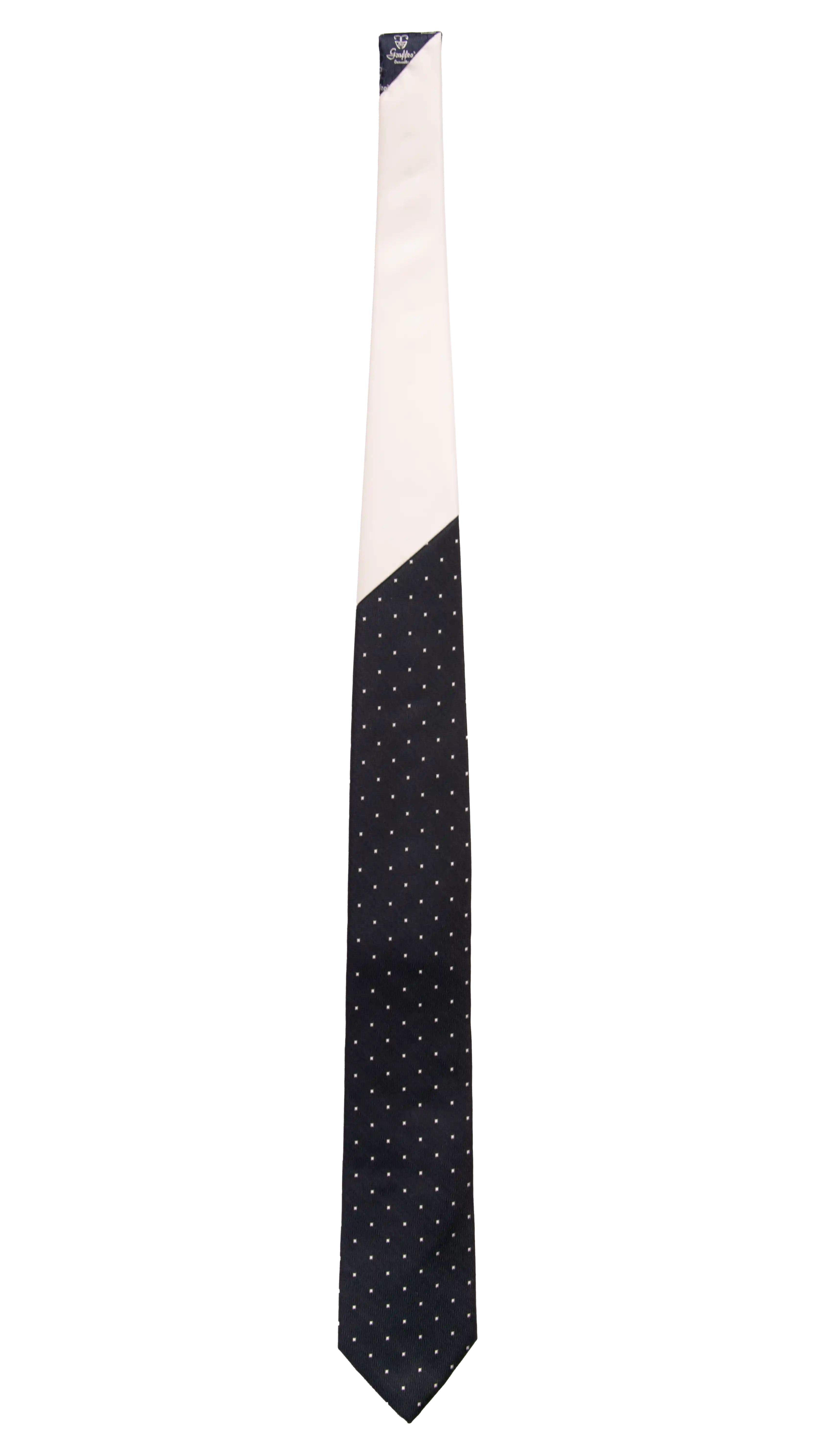 Cravatta Cerimonia Blu Fantasia Grigia Argento Nodo in Contrasto Grigio Perla Made in Italy Graffeo Cravatte Intera