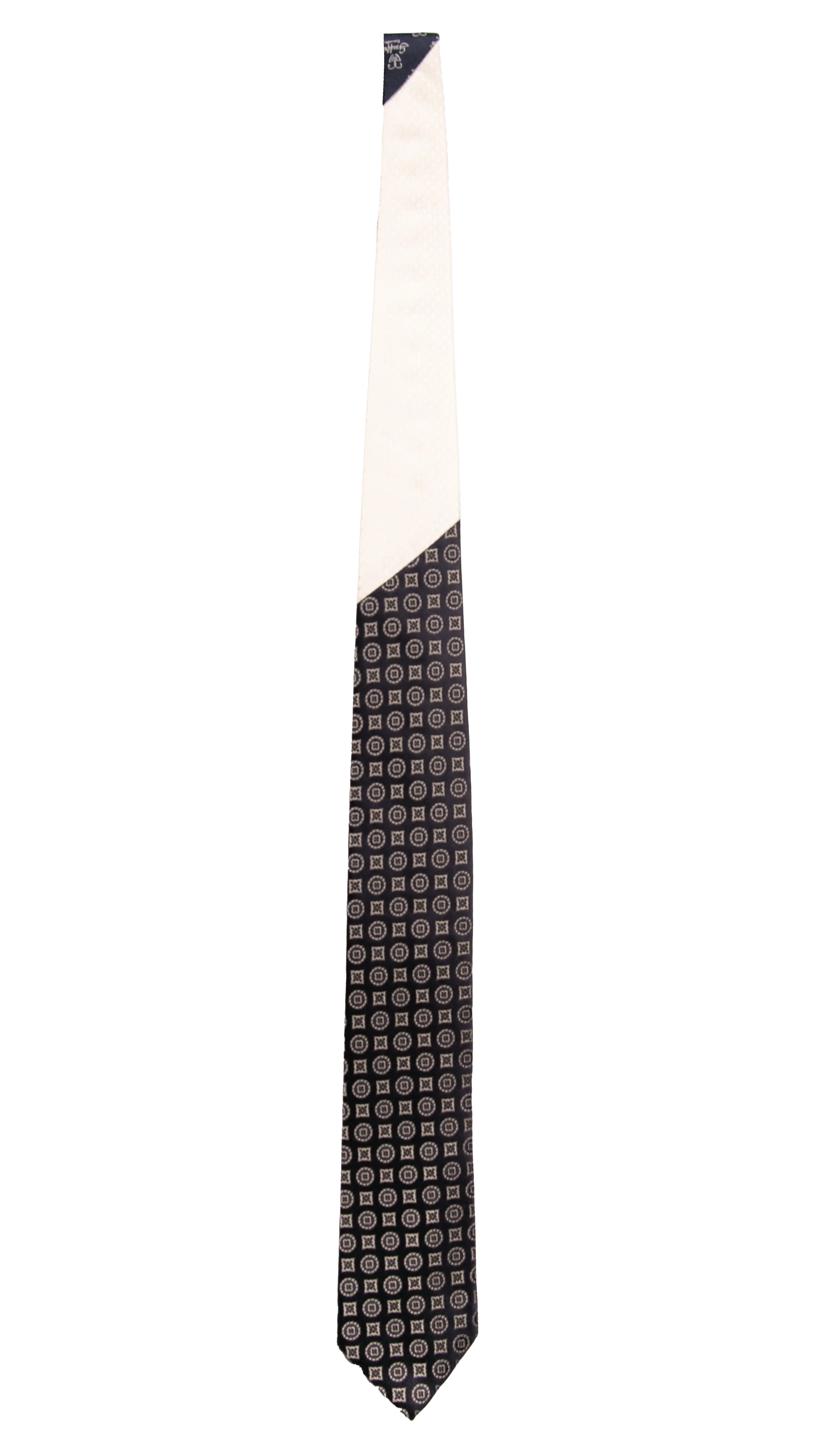 Cravatta Cerimonia Blu Fantasia Grigio Argento Nodo in Contrasto Bianco Perla Made in Italy Graffeo Cravatte