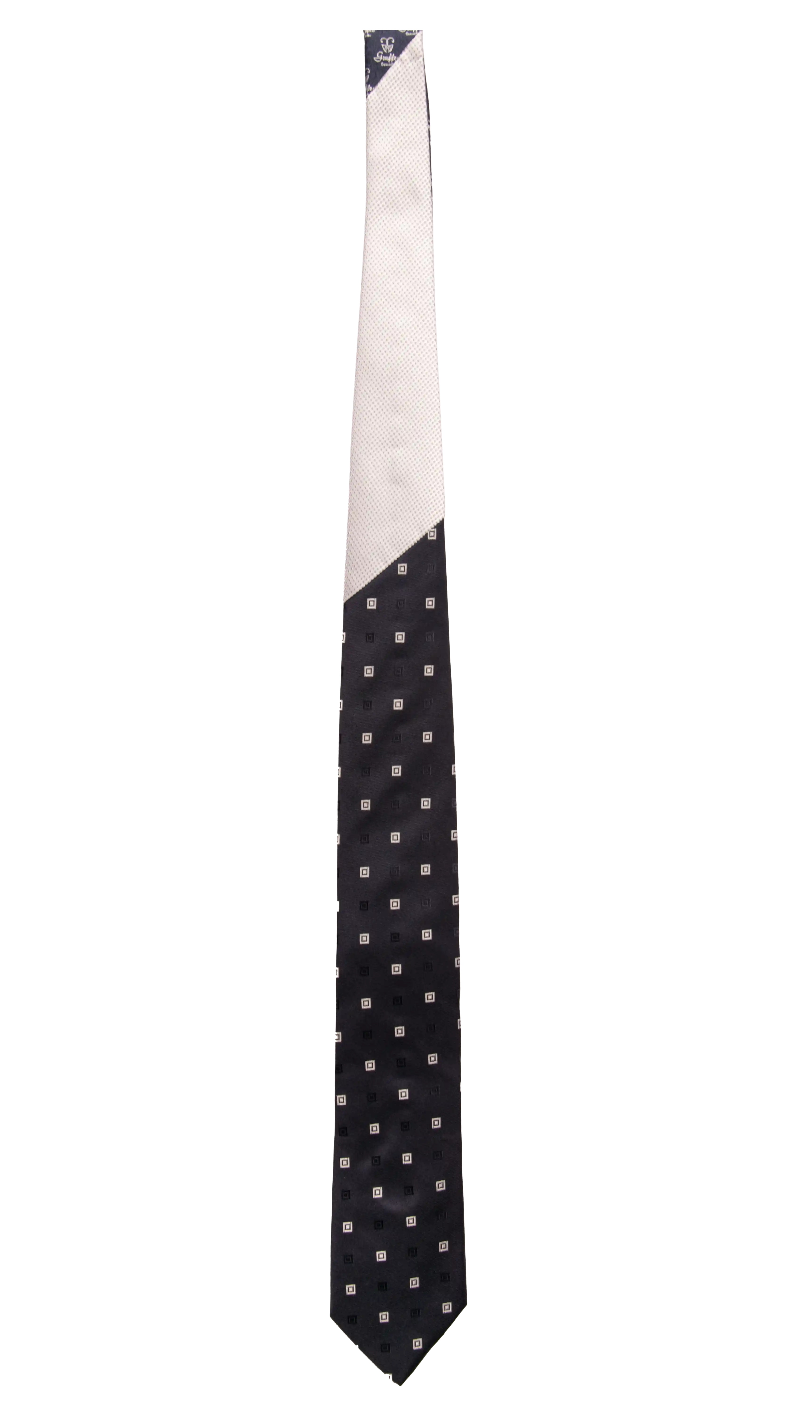 Cravatta Cerimonia Blu Fantasia Grigio Argento Nodo in Contrasto Grigio Argento Fantasia Blu Made in Italy Graffeo Cravatte Intera