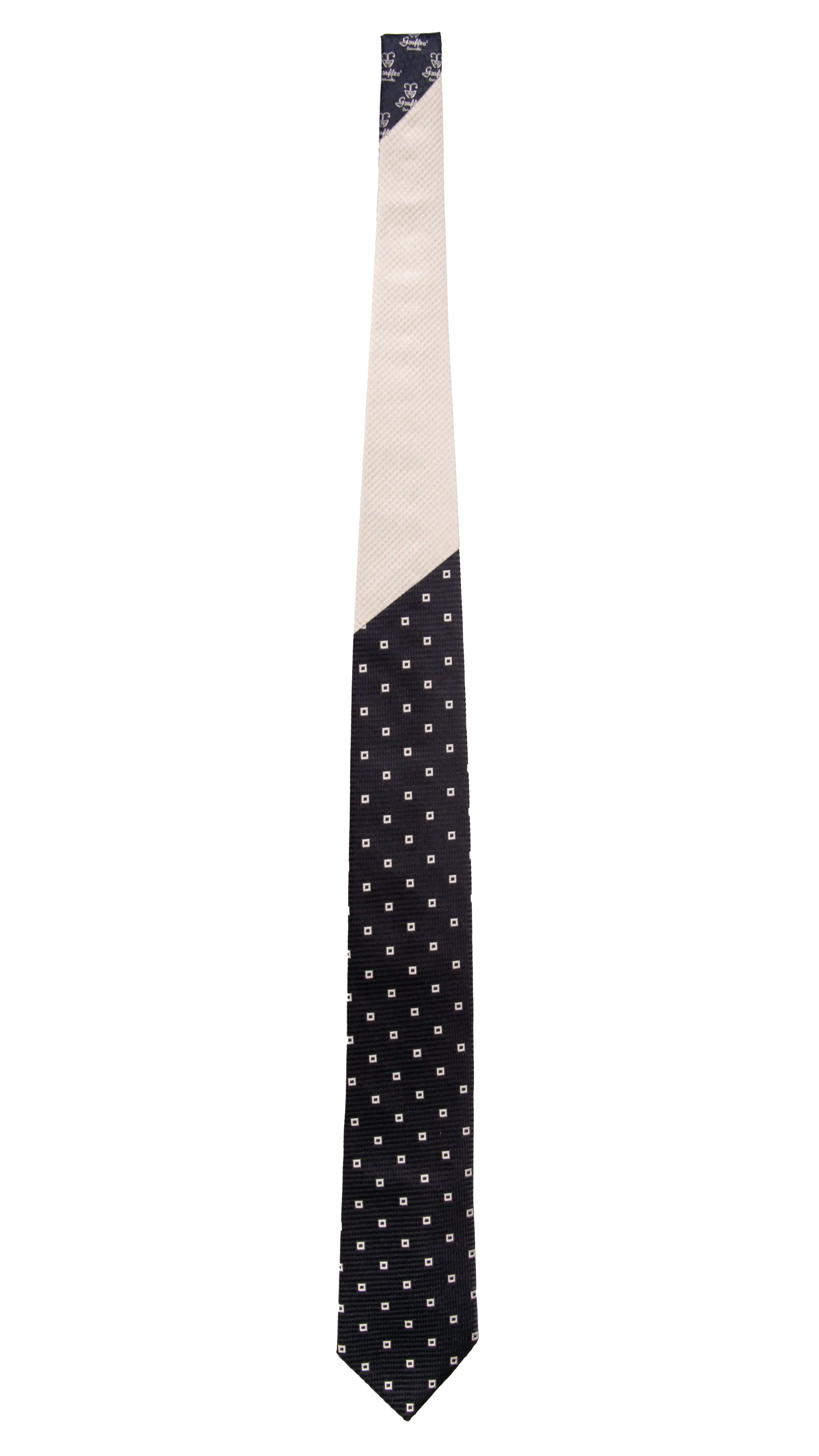 Cravatta Cerimonia Blu Fantasia Grigio Argento Nodo in Contrasto Grigio Argento Fantasia Made in Italy Graffeo Cravatte Intera