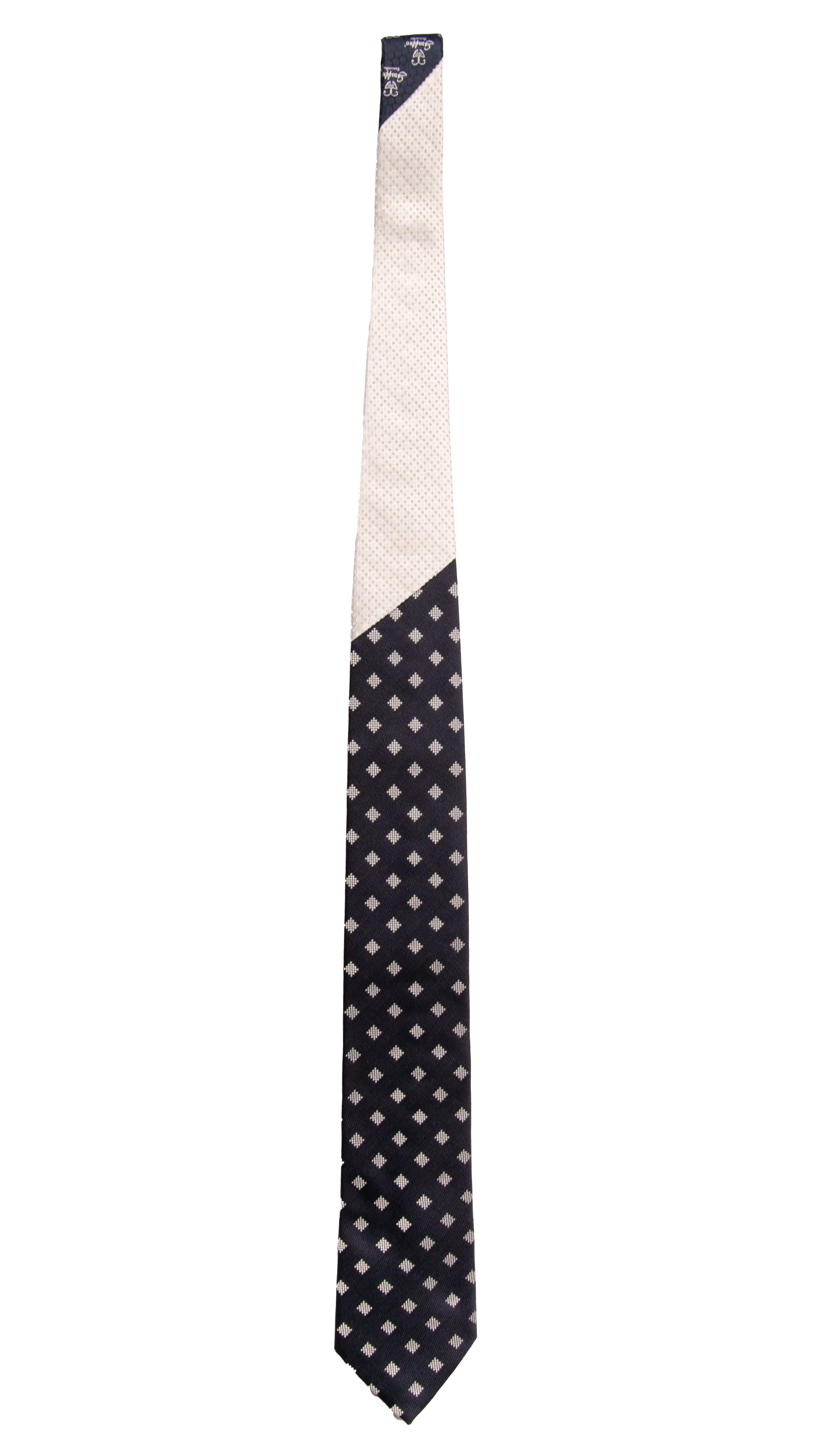 Cravatta Cerimonia Blu Fantasia Grigio Argento Nodo in Contrasto Grigio Argento Made in Italy Graffeo Cravatte Intera