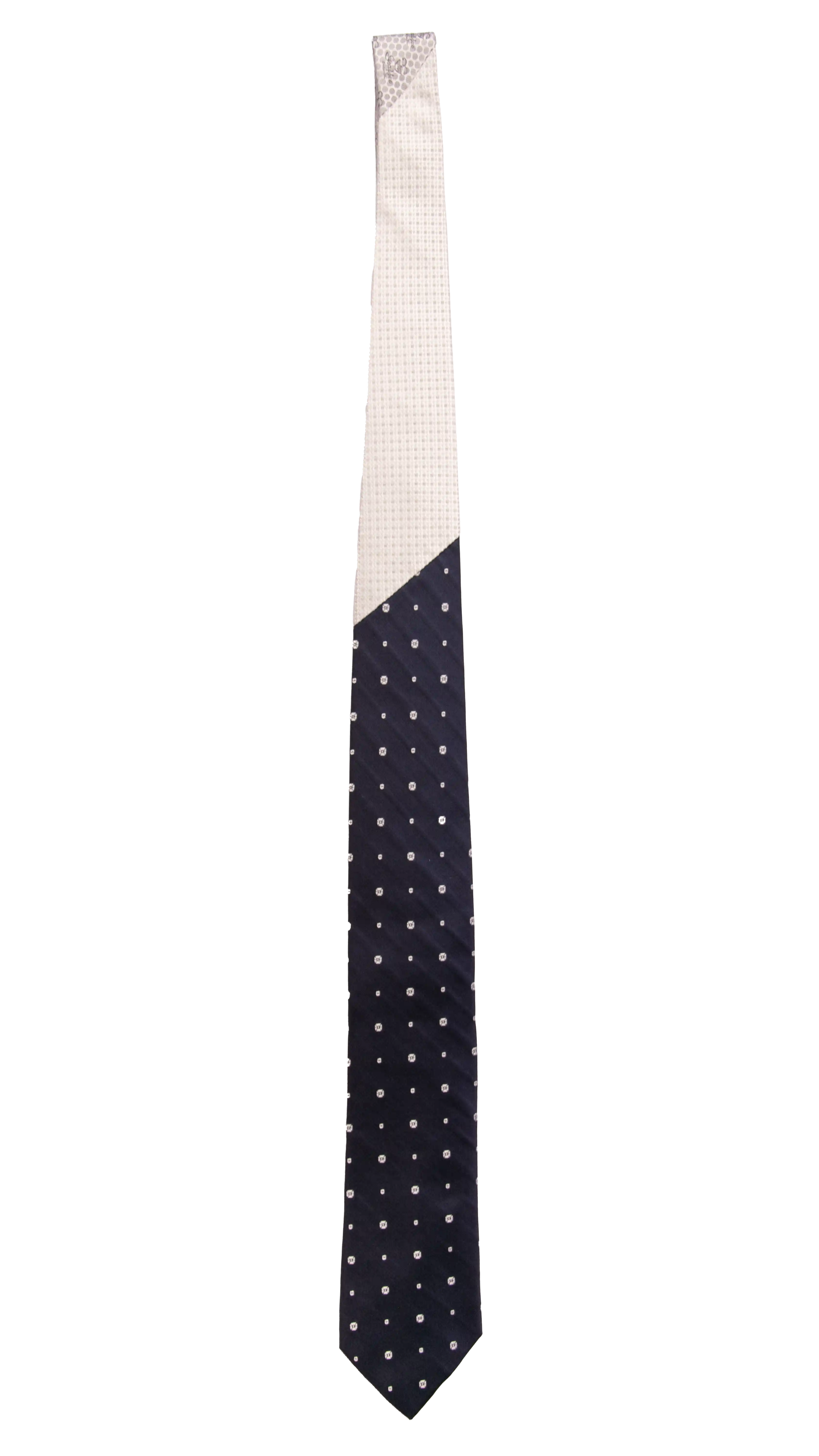 Cravatta Cerimonia Blu Fantasia Grigio Argento Nodo in Contrasto Grigio Argento Made in Italy Graffeo Cravatte Intera