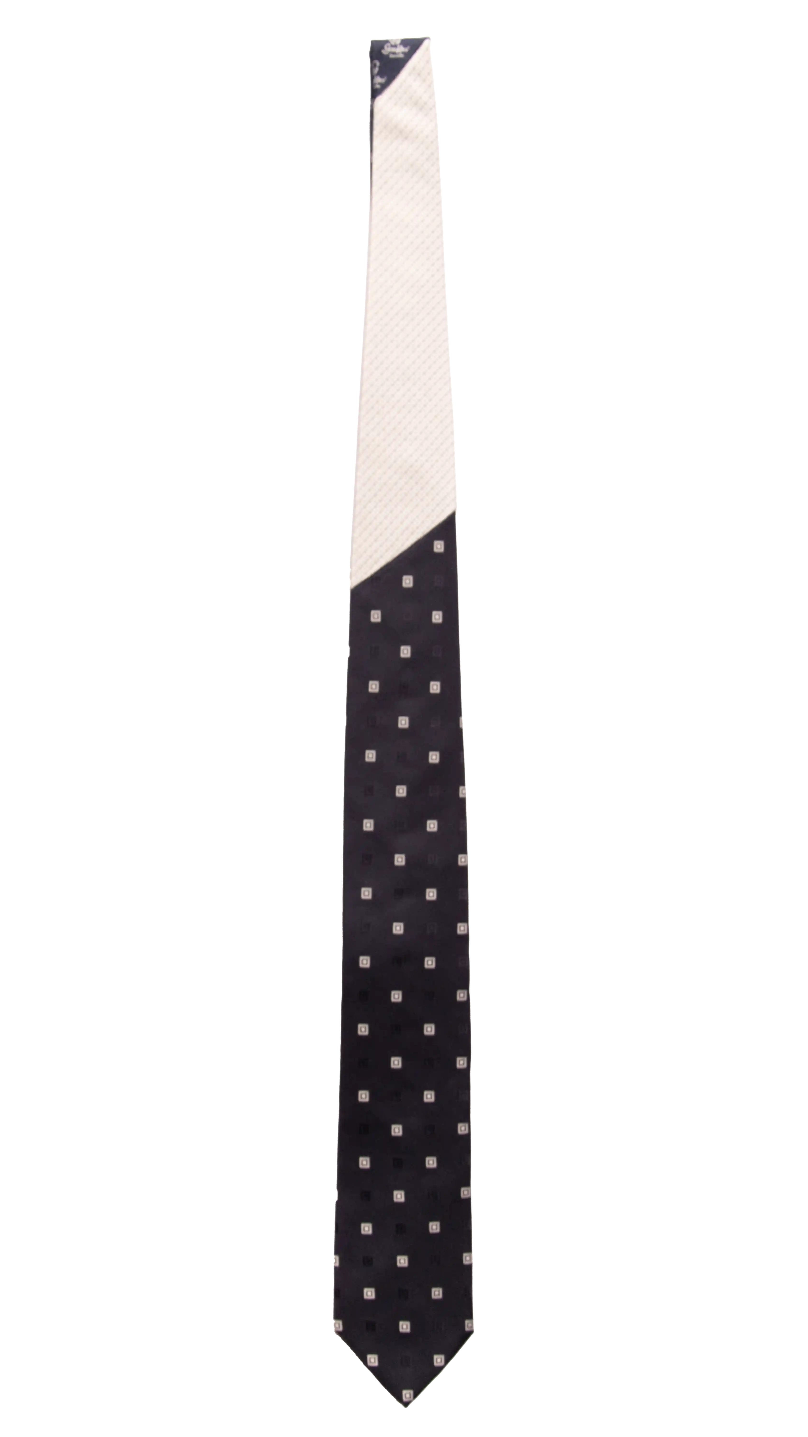 Cravatta Cerimonia Blu Fantasia Grigio Argento Nodo in Contrasto Grigio Argento Fantasia Made in Italy Graffeo Cravatte Intera