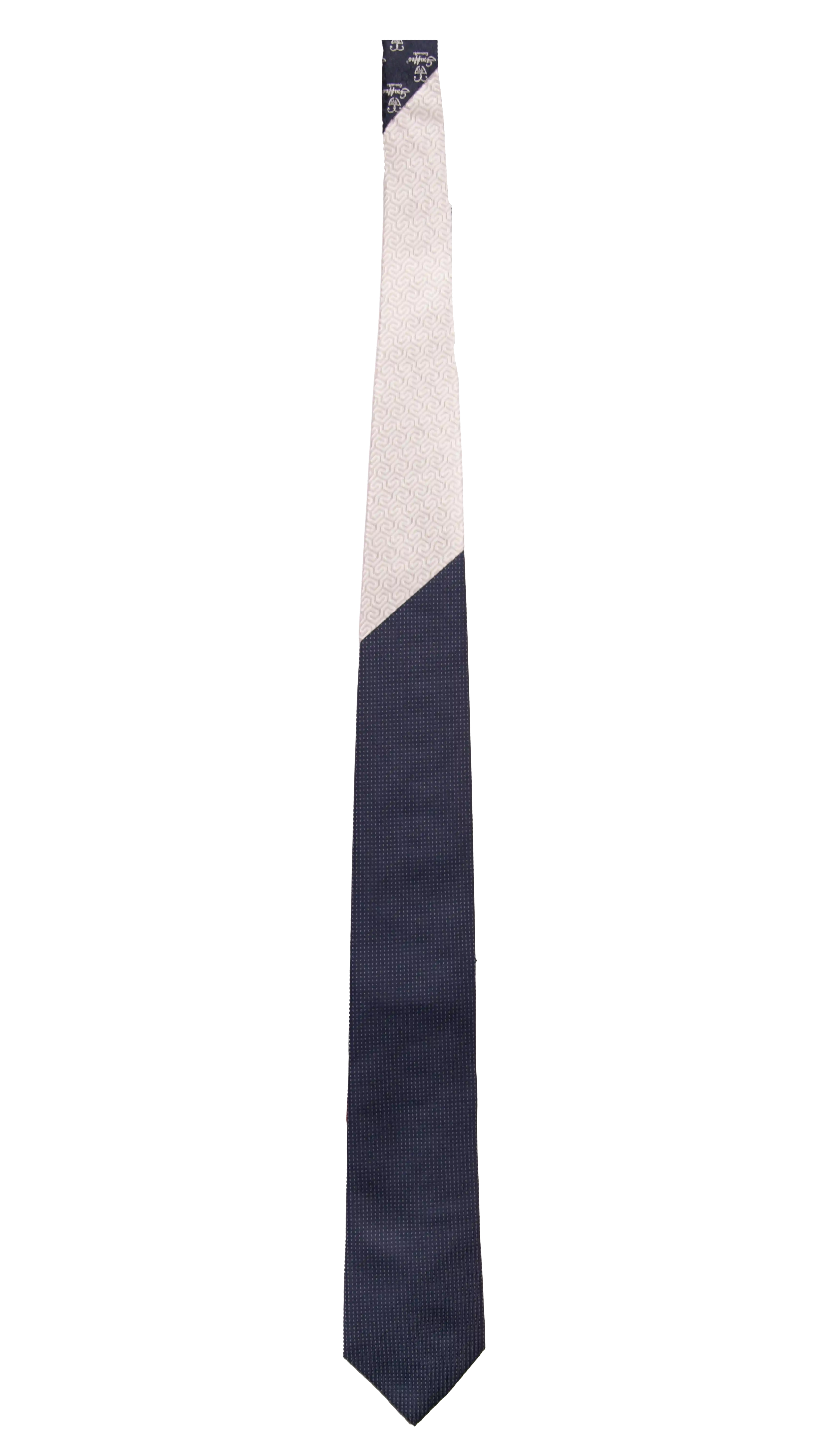 Cravatta Cerimonia Blu Punto a Spillo Grigio Argento Nodo in Contrasto Grigio Argento Fantasia Made in Italy Graffeo Cravatte Intera