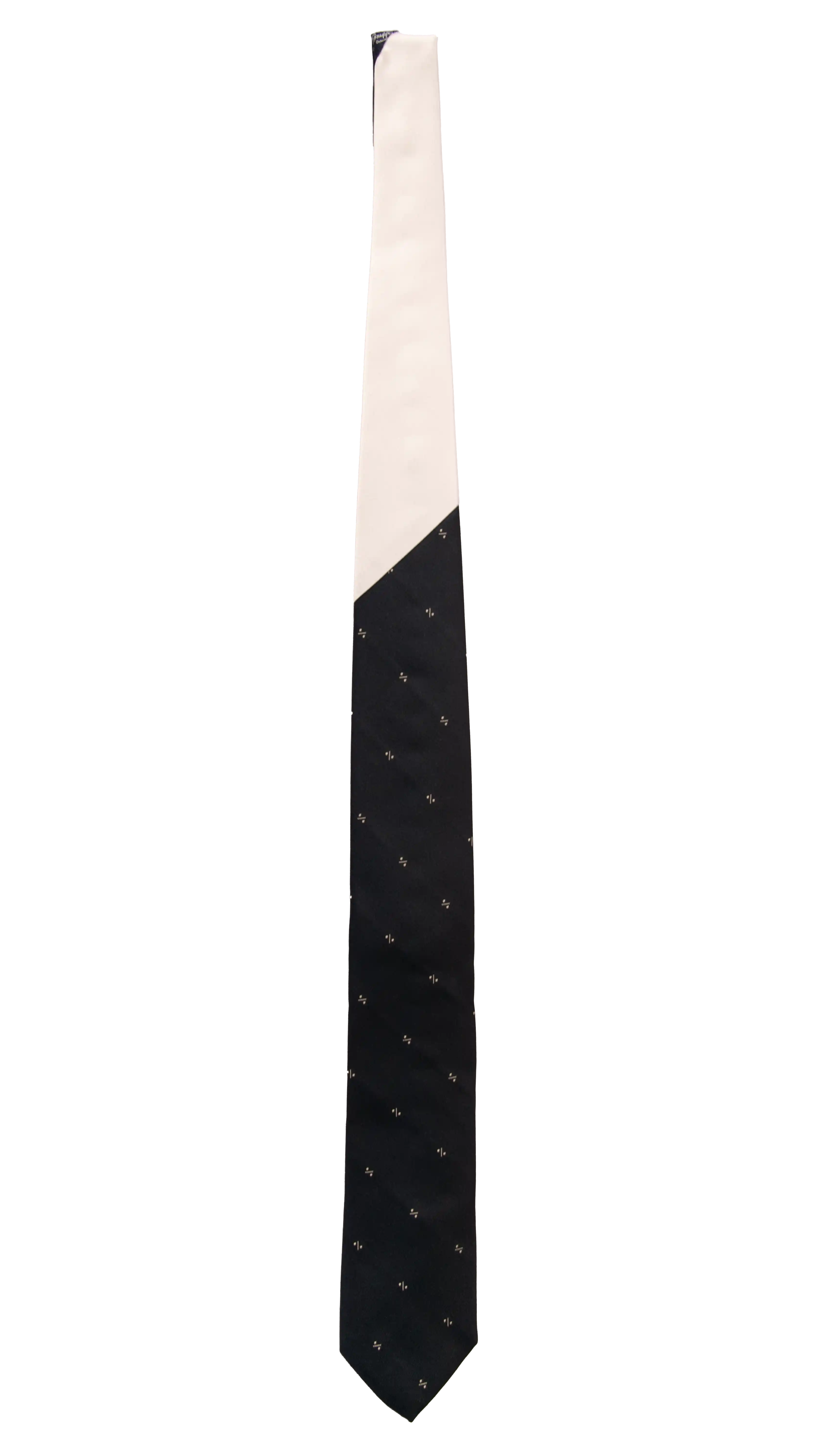 Cravatta Cerimonia Blu Scuro Fantasia Grigia Nodo in Contrasto Bianco Perla Made in Italy Graffeo Cravatte Intera