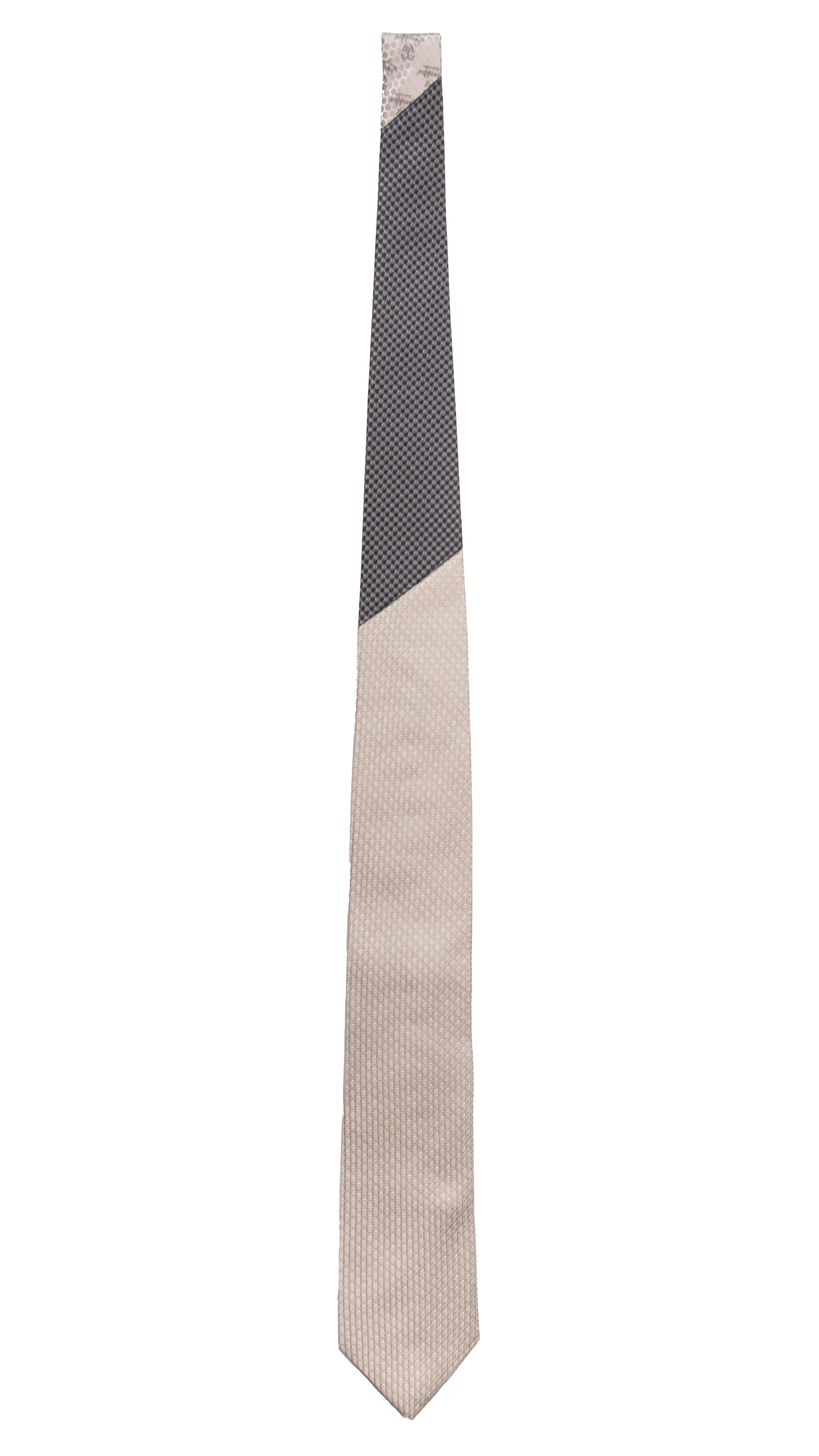 Cravatta Cerimonia Grigia Argento Fantasia Nodo in Contrasto Blu Grigio Made in Italy Graffeo Cravatte Intera