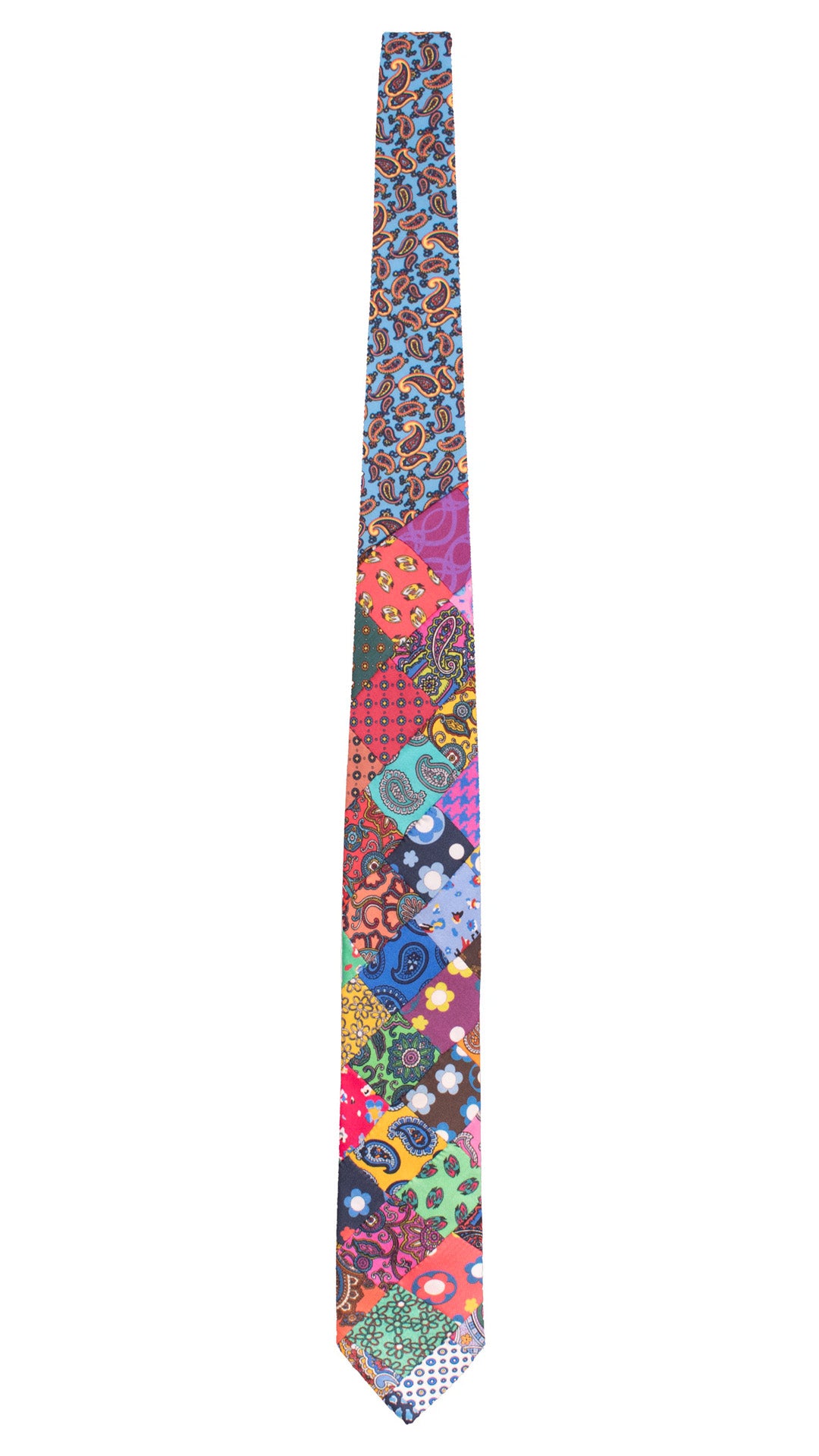 Cravatta Micro Mosaico Vintage Patchwork di Seta Fantasia Multicolor PM1281 Made in Italy Graffeo Cravatte Intera