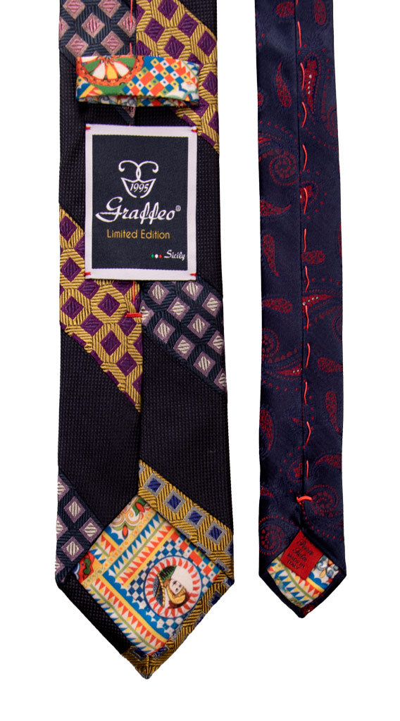 Cravatta Mosaico Patchwork Regimental di Seta Fantasia Multicolor Made in Italy Graffeo Cravatte Pala
