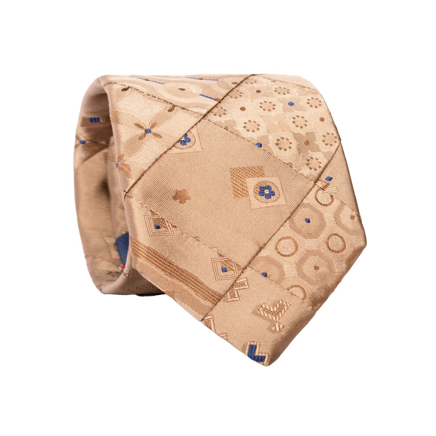 Cravatta-Mosaico-Patchwork-di-Seta-Beige-Scuro-Fantasia-Bluette- PM1026
Rotolo