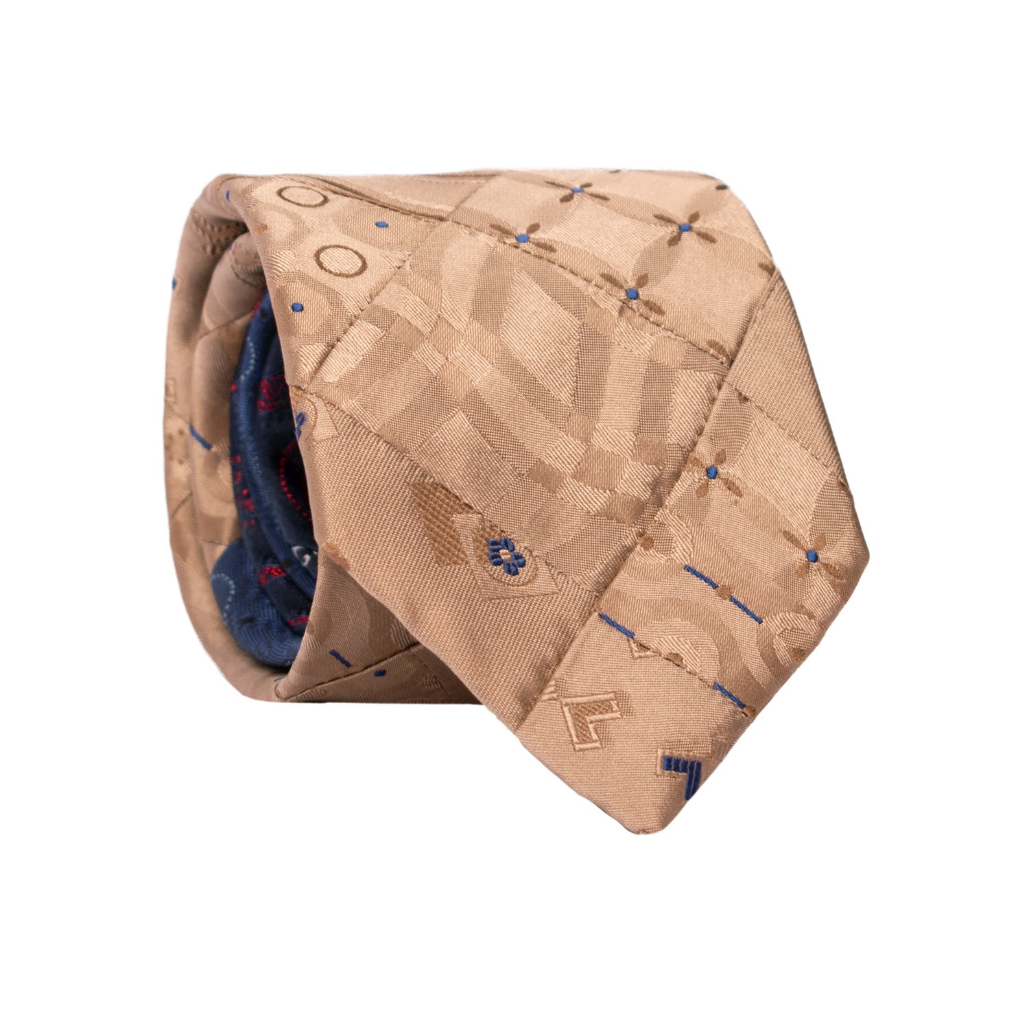 Cravatta-Mosaico-Patchwork-di-Seta-Beige-Scuro-Fantasia-Bluette- PM890
Rotolo