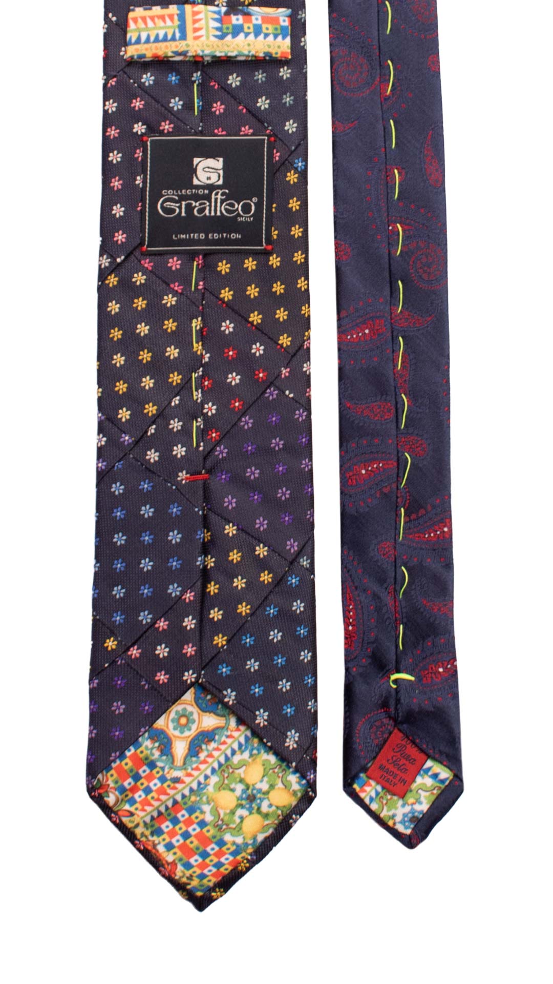 Cravatta-Mosaico-Patchwork-di-Seta-Blu-a-Fiori-Multicolor- PM914
Pala