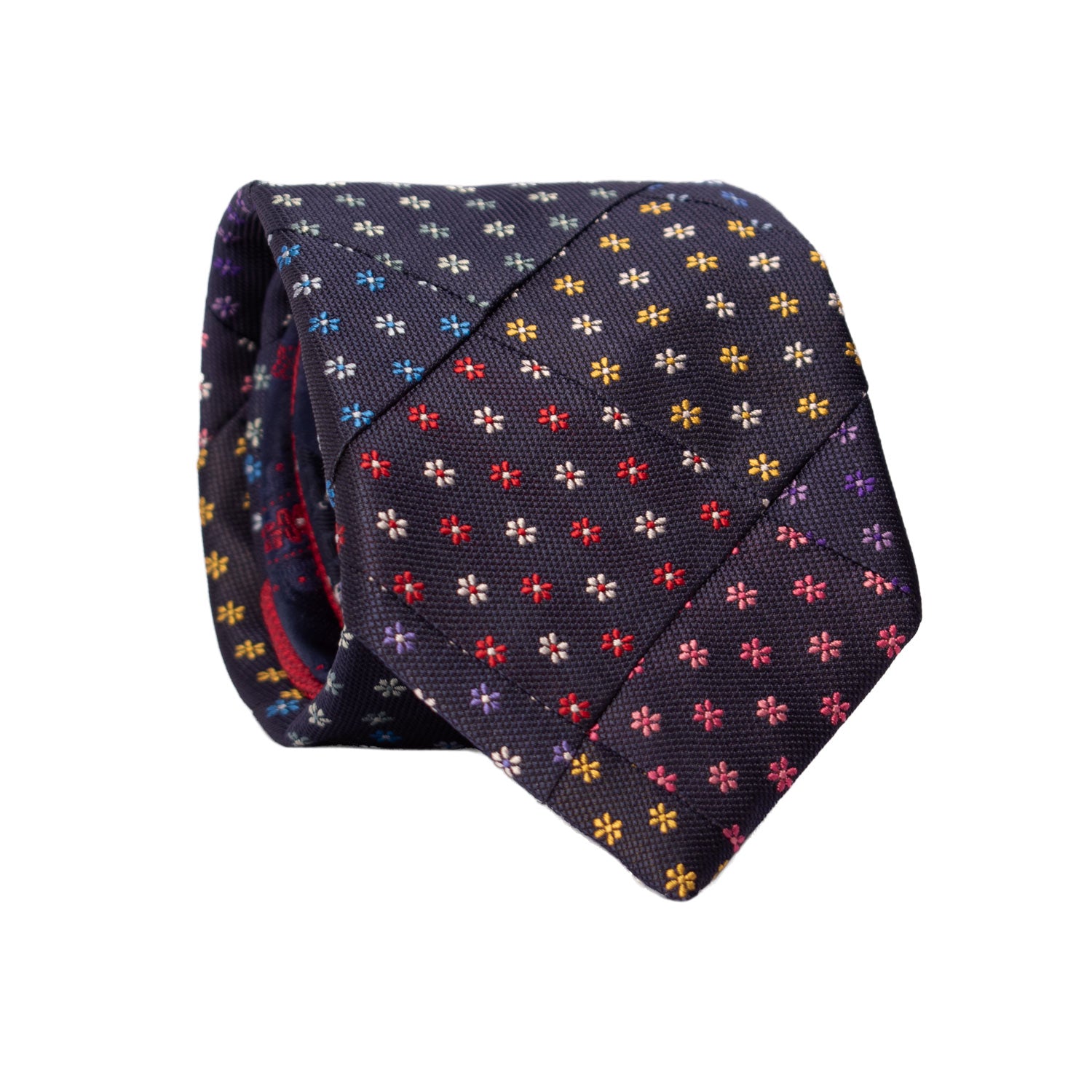 Cravatta-Mosaico-Patchwork-di-Seta-Blu-a-Fiori-Multicolor- PM914
Rotolo