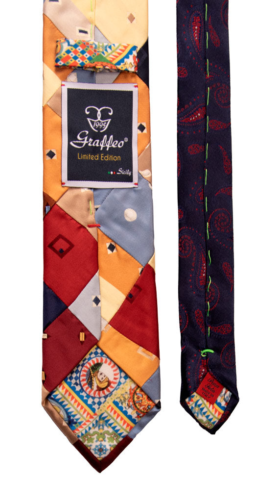 Cravatta Mosaico Patchwork di Seta Fantasia Multicolor Made in Italy Graffeo Cravatte Pala