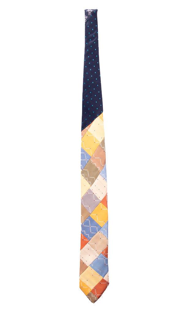 Cravatta Mosaico Patchwork di Seta Fantasia Multicolor Made in italy Graffeo Cravatte Intera