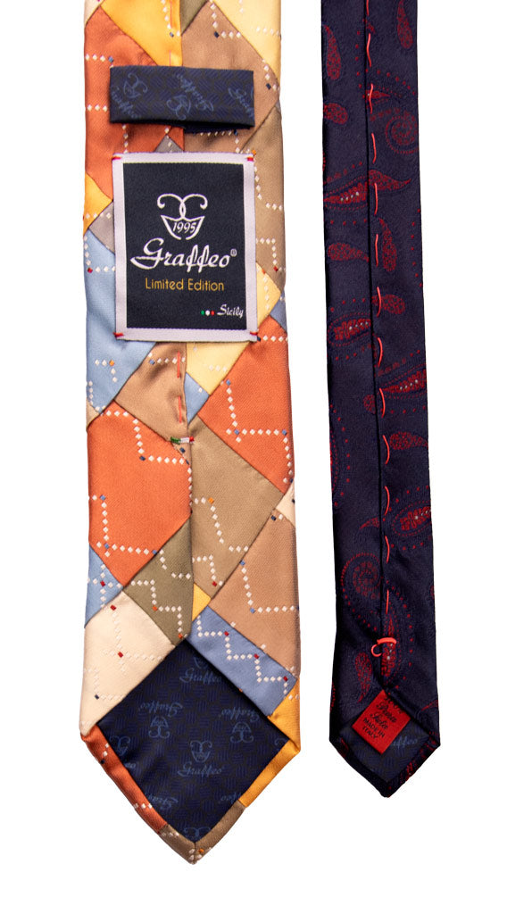 Cravatta Mosaico Patchwork di Seta Fantasia Multicolor Made in italy Graffeo Cravatte Pala