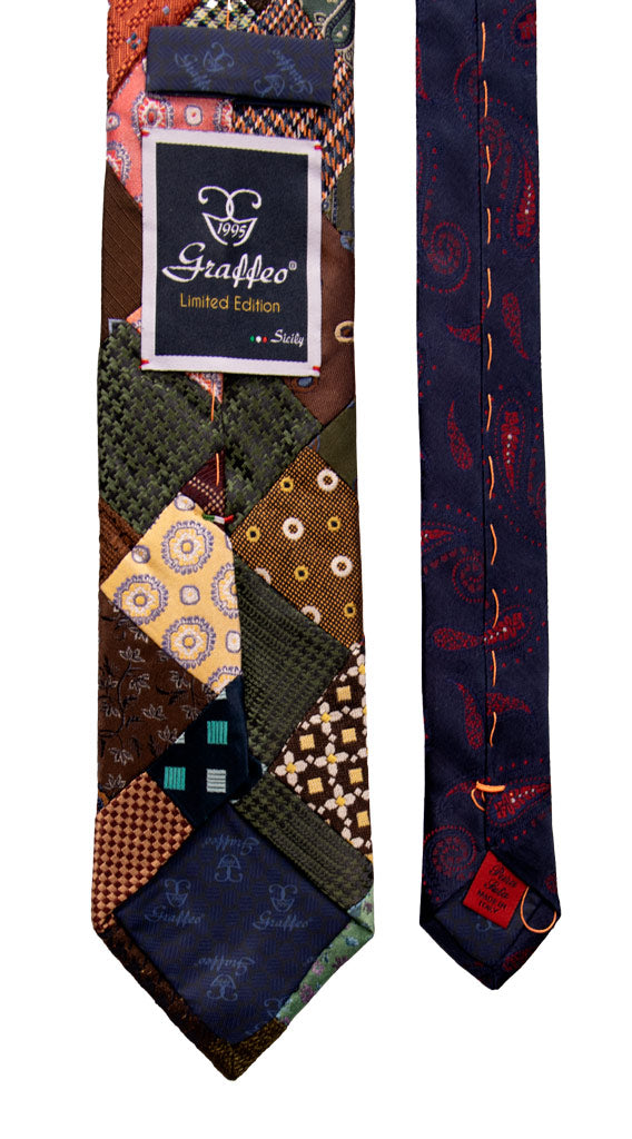 Cravatta Mosaico Patchwork di Seta Fantasia Multicolor Made in italy Graffeo Cravatte Pala