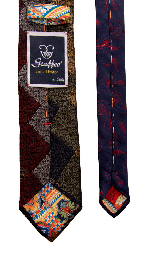 Cravatta Mosaico Patchwork di Seta Fantasia Multicolor Made in Italy Graffeo Cravatte Pala