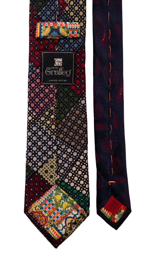 Cravatta Mosaico Patchwork di Seta Fantasia Multicolor Made in Italy Graffeo Cravatte Pala