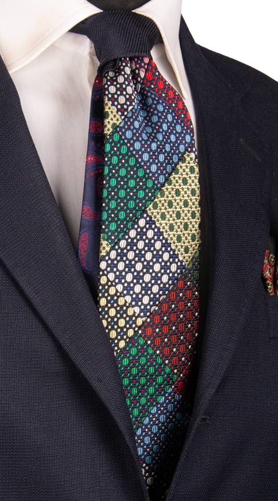 Cravatta Mosaico Patchwork di Seta Fantasia Multicolor Made in Italy Graffeo Cravatte