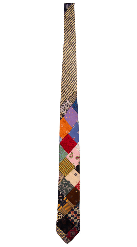 Cravatta Mosaico Patchwork di Seta Fantasia Multicolor Made in Italy Graffeo Cravatte Intera