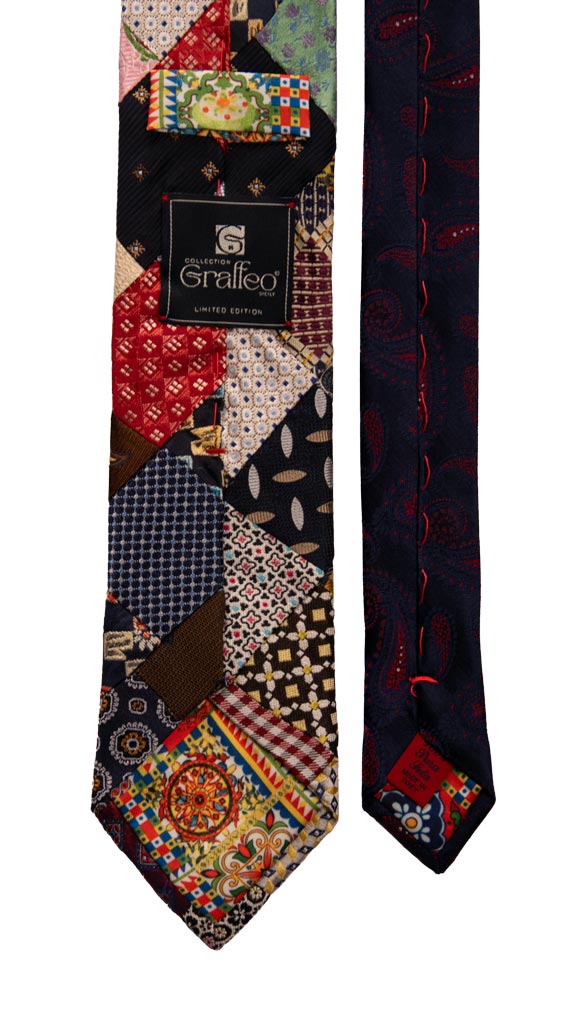 Cravatta Mosaico Patchwork di Seta Fantasia Multicolor Made in Italy Graffeo Cravatte Pala