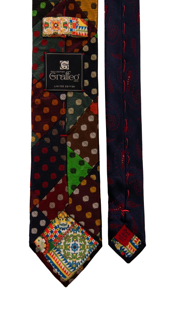 Cravatta Mosaico Patchwork di Seta Fantasia Multicolor Made in italy Graffeo Cravatte Pala