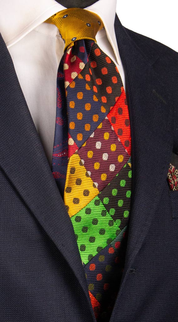 Cravatta Mosaico Patchwork di Seta Fantasia Multicolor Made in Italy Graffeo Cravatte