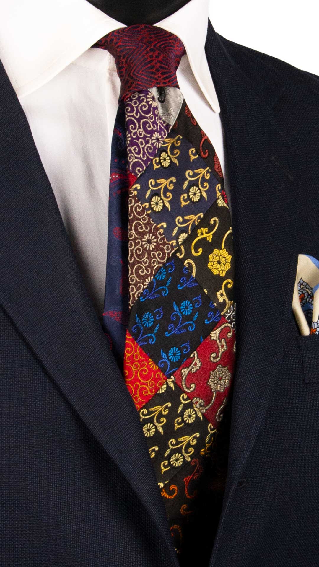 Cravatta-Mosaico-Patchwork-di-Seta-Fantasia-Multicolor- PM929