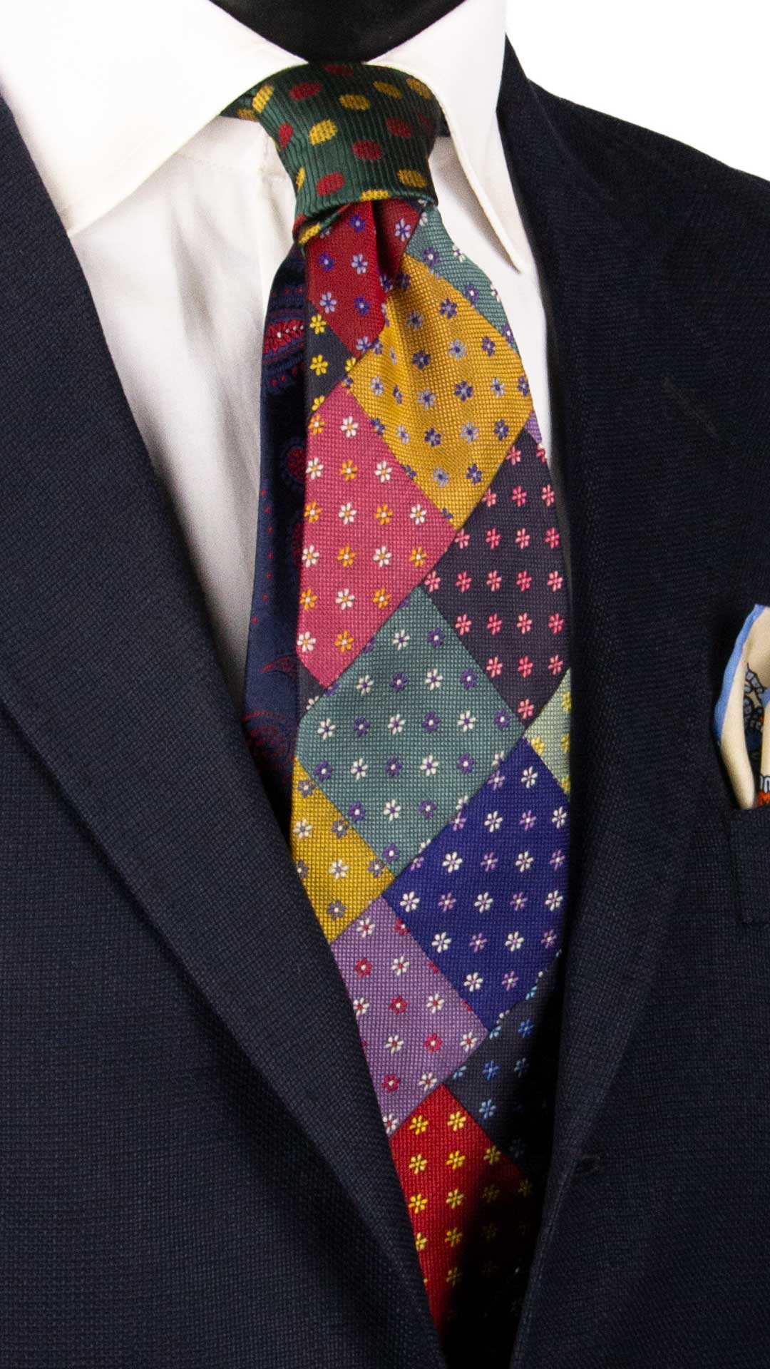 Cravatta-Mosaico-Patchwork-di-Seta-Fantasia-Multicolor- PM955