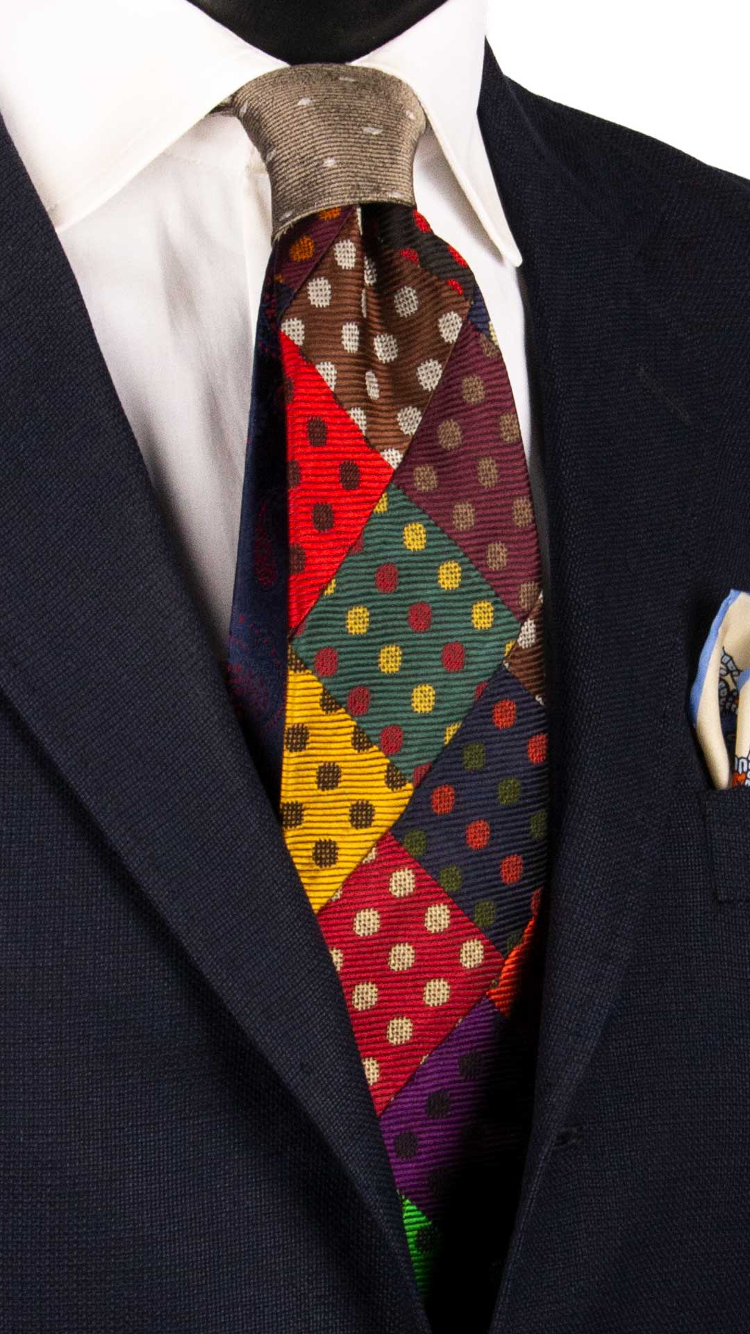 Cravatta-Mosaico-Patchwork-di-Seta-Fantasia-Multicolor- PM959