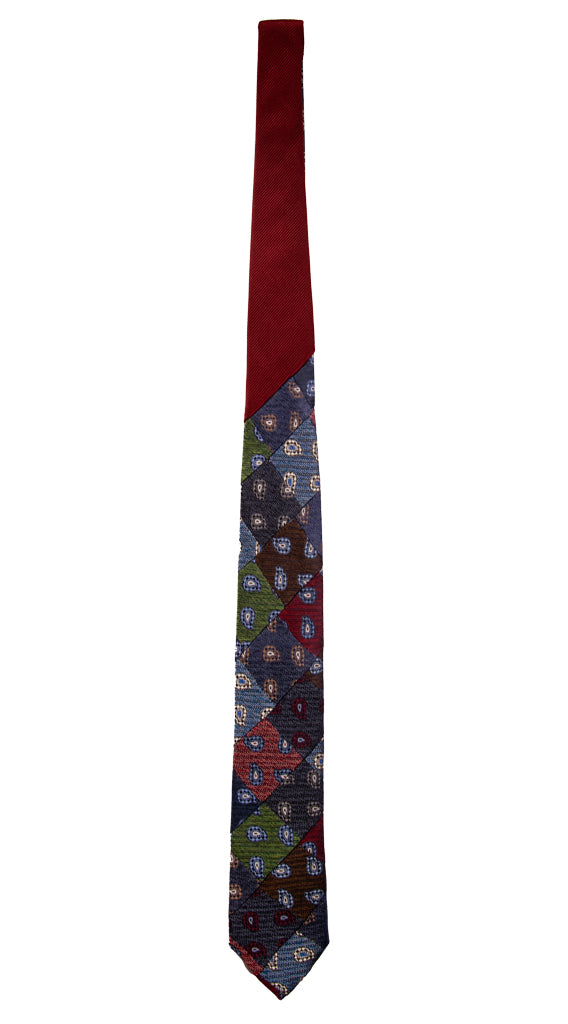 Cravatta Mosaico Patchwork di Seta Jaspè Paisley Multicolor Made in Italy Graffeo Cravatte Intera
