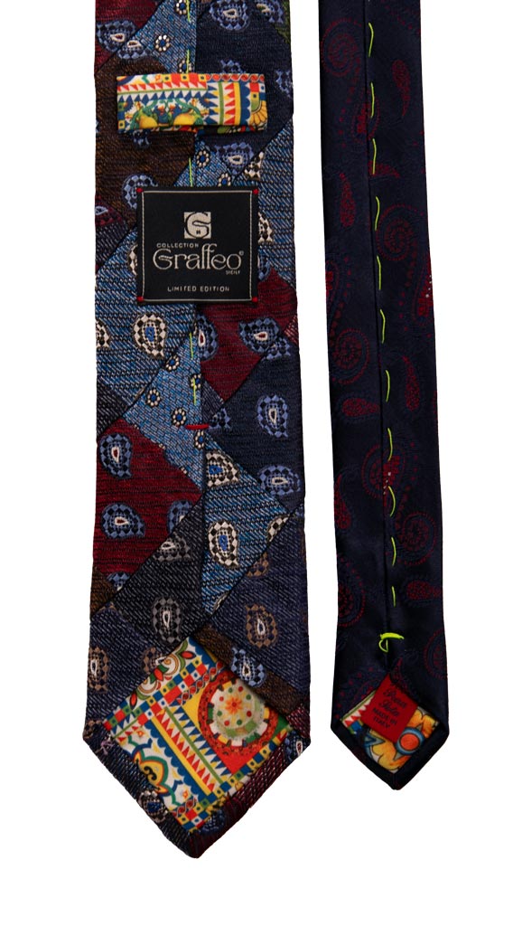 Cravatta Mosaico Patchwork di Seta Jaspè Paisley Multicolor Made in Italy Graffeo Cravatte Pala