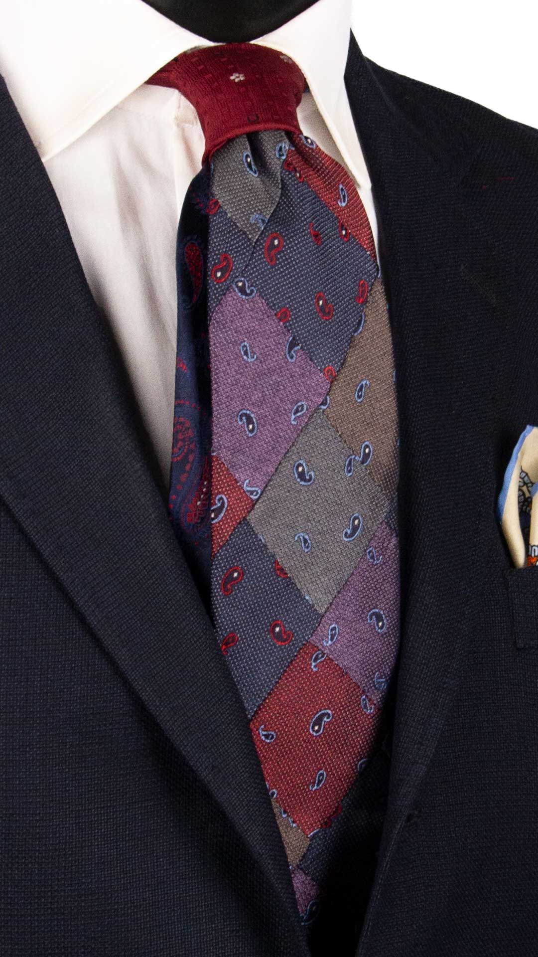 Cravatta-Mosaico-Patchwork-di-Seta-Jaspè-Paisley-Multicolor- PM972