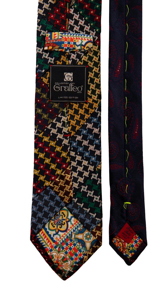 Cravatta Mosaico Patchwork di Seta Pied de Poule Multicolor Made in italy Graffeo Cravatte Pala
