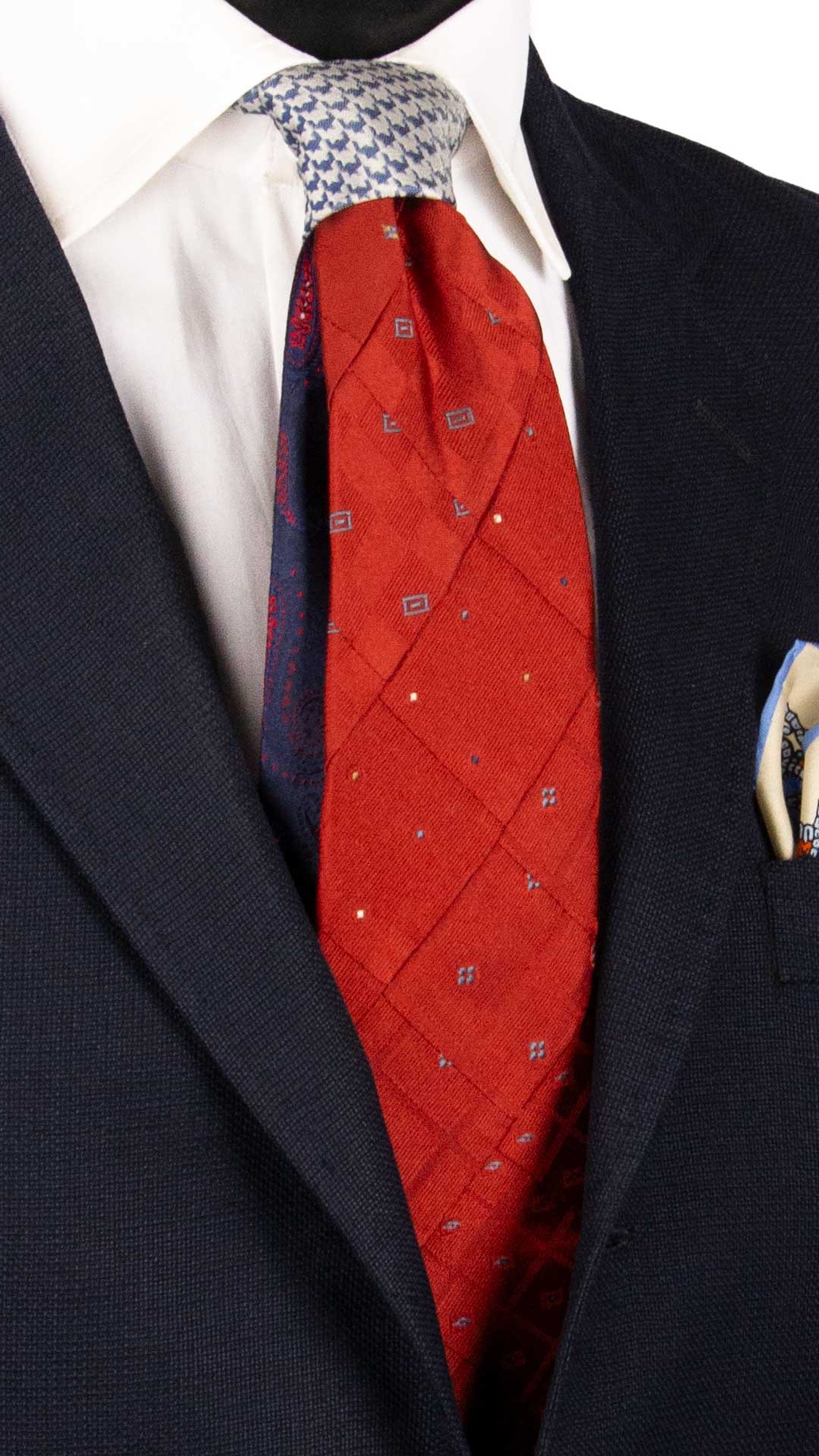 Cravatta-Mosaico-Patchwork-di-Seta-Ruggine-Fantasia-Multicolor- PM943