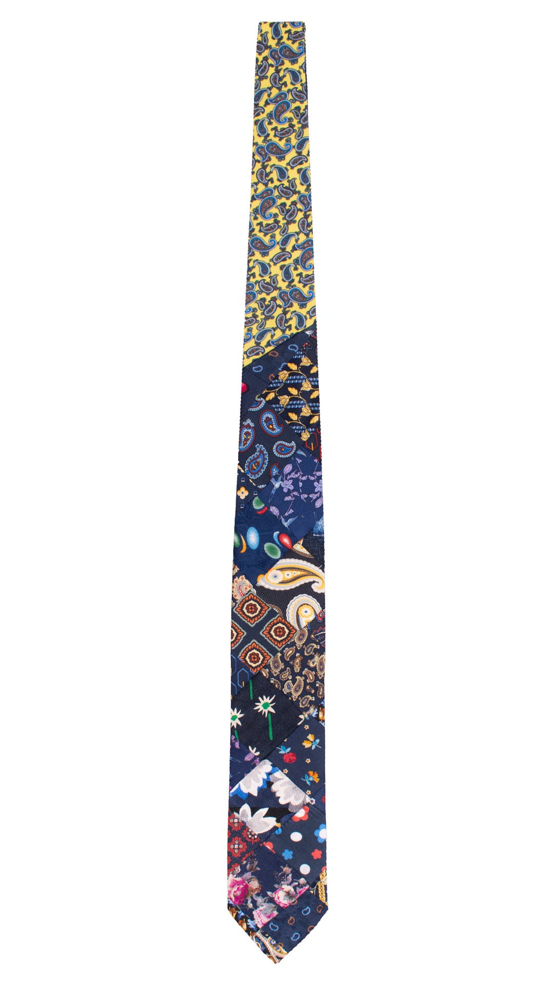Cravatta Mosaico Vintage Patchwork di Seta Fantasia Multicolor PM1289 Made in Italy Graffeo Cravatte Intera