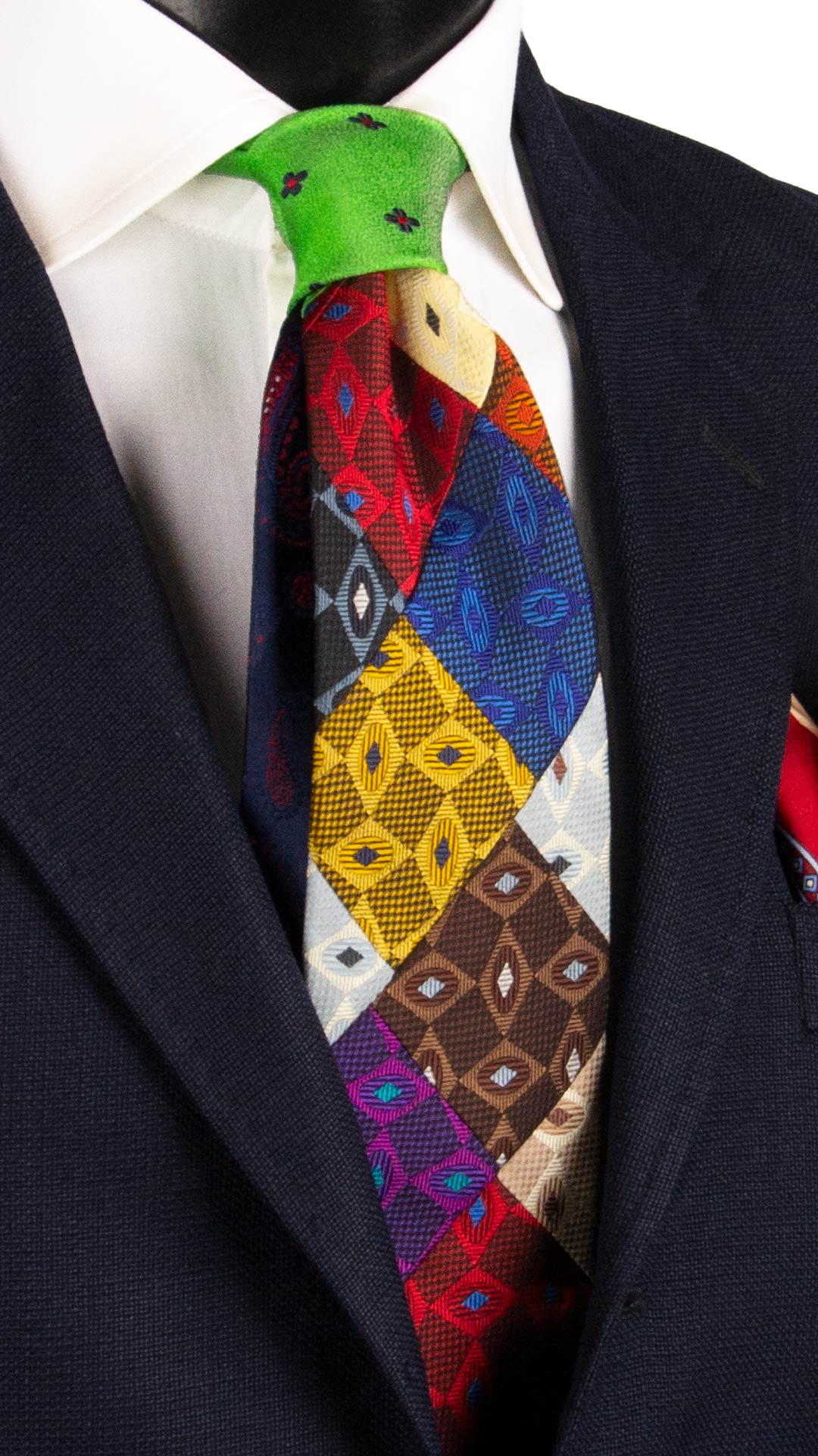 Cravatta Mosaico Vintage Patchwork di Seta Fantasia Multicolor PM1078 Graffeo Cravatte Made in Italy