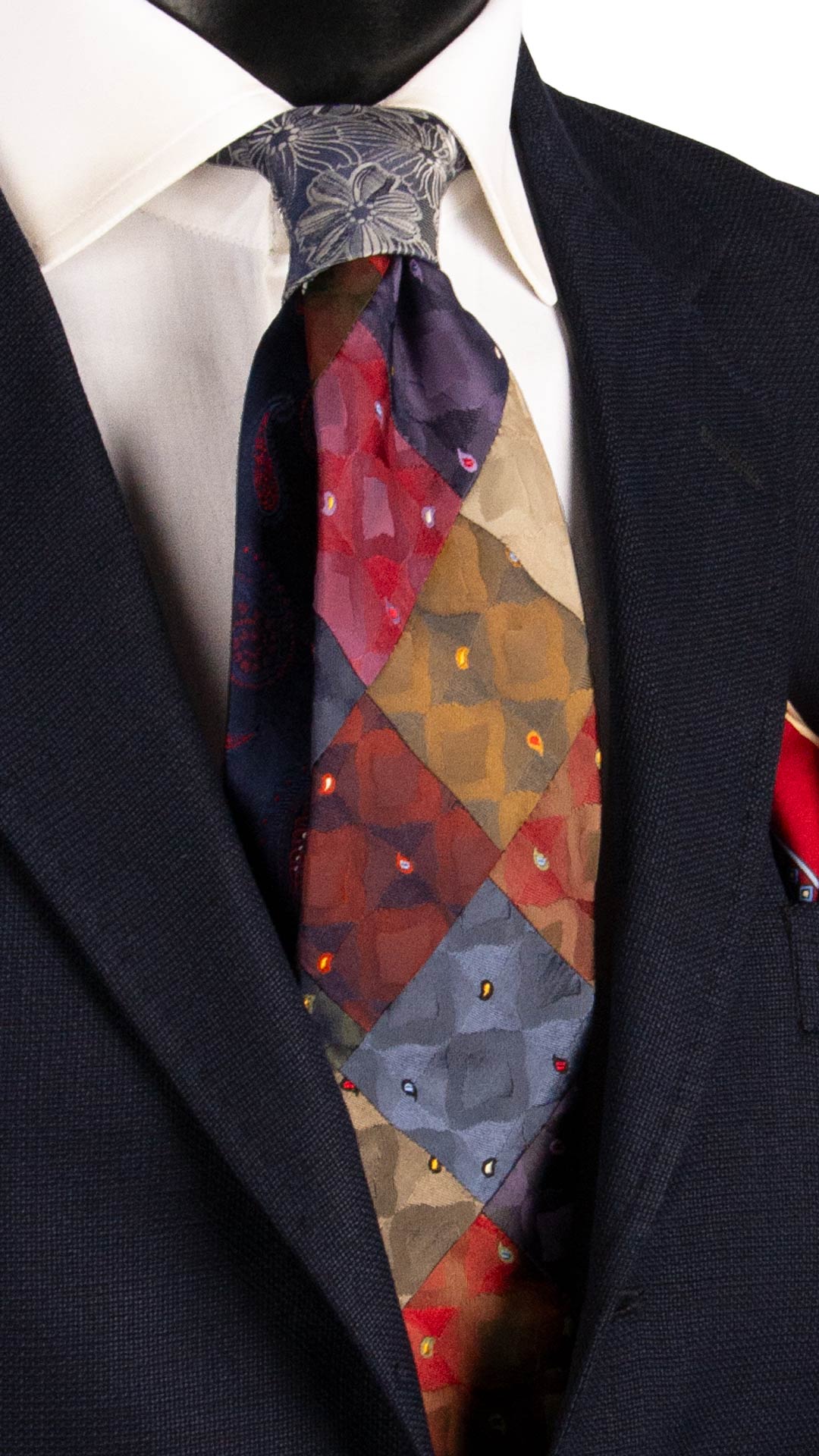 Cravatta Mosaico Vintage Patchwork di Seta Fantasia Multicolor PM1085 Graffeo Cravatte Made in Italy