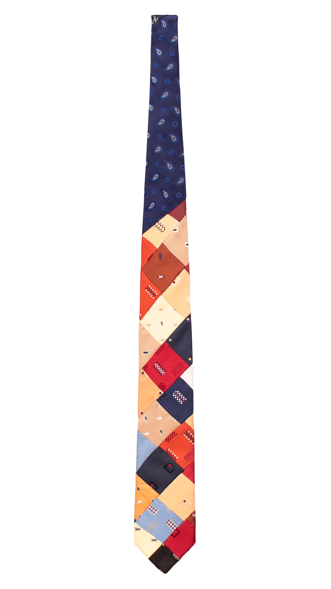 Cravatta Mosaico Vintage Patchwork di Seta Fantasia Multicolor PM1094 Graffeo Cravatte Made in Italy Intera