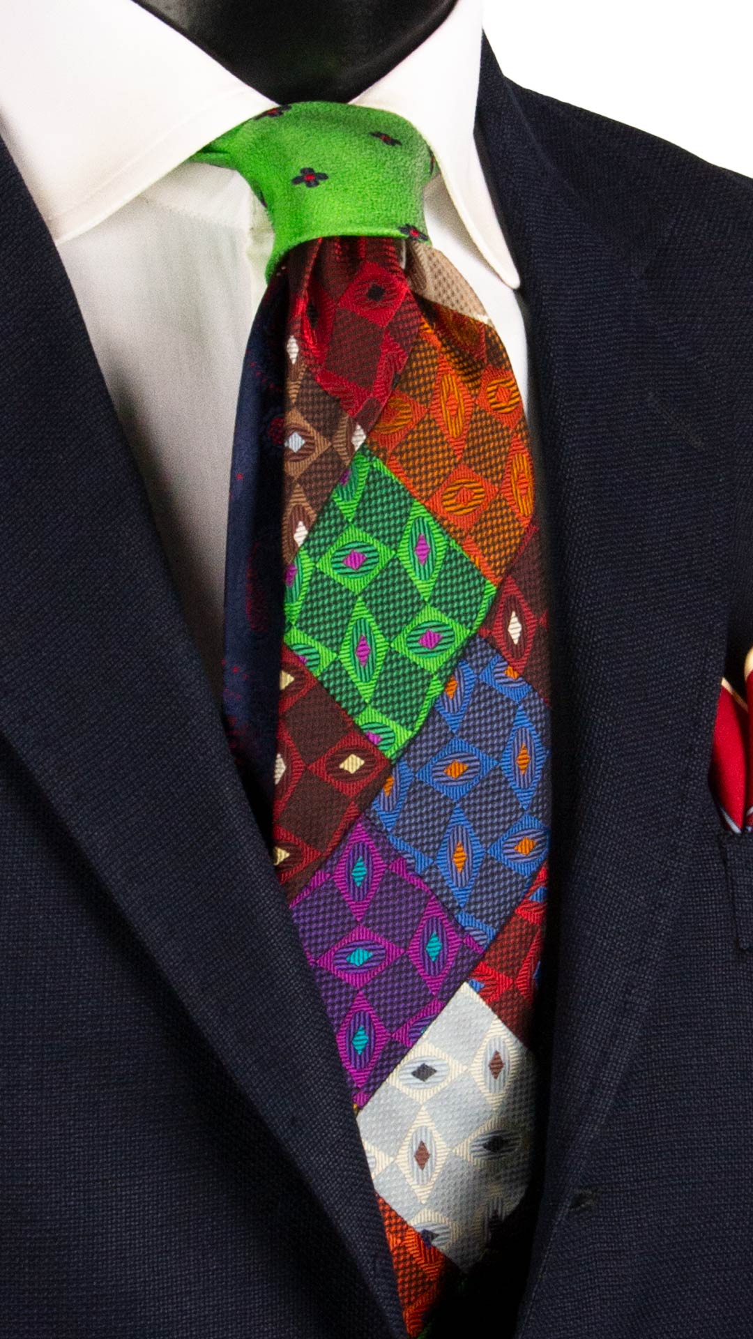 Cravatta Mosaico Vintage Patchwork di Seta Fantasia Multicolor PM1097 Graffeo Cravatte Made in Italy